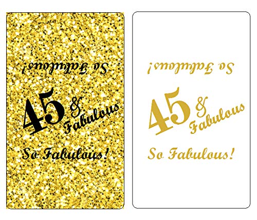45 & Fabulous Mini Candy Bar Wrappers (Set of 60) - Birthday Party Favors, Baby Shower Decorations - DIY Mini Chocolate Bar Labels - Made in USA - Perfect for Celebrations, Gift Wrapping & Sweet Table Displays