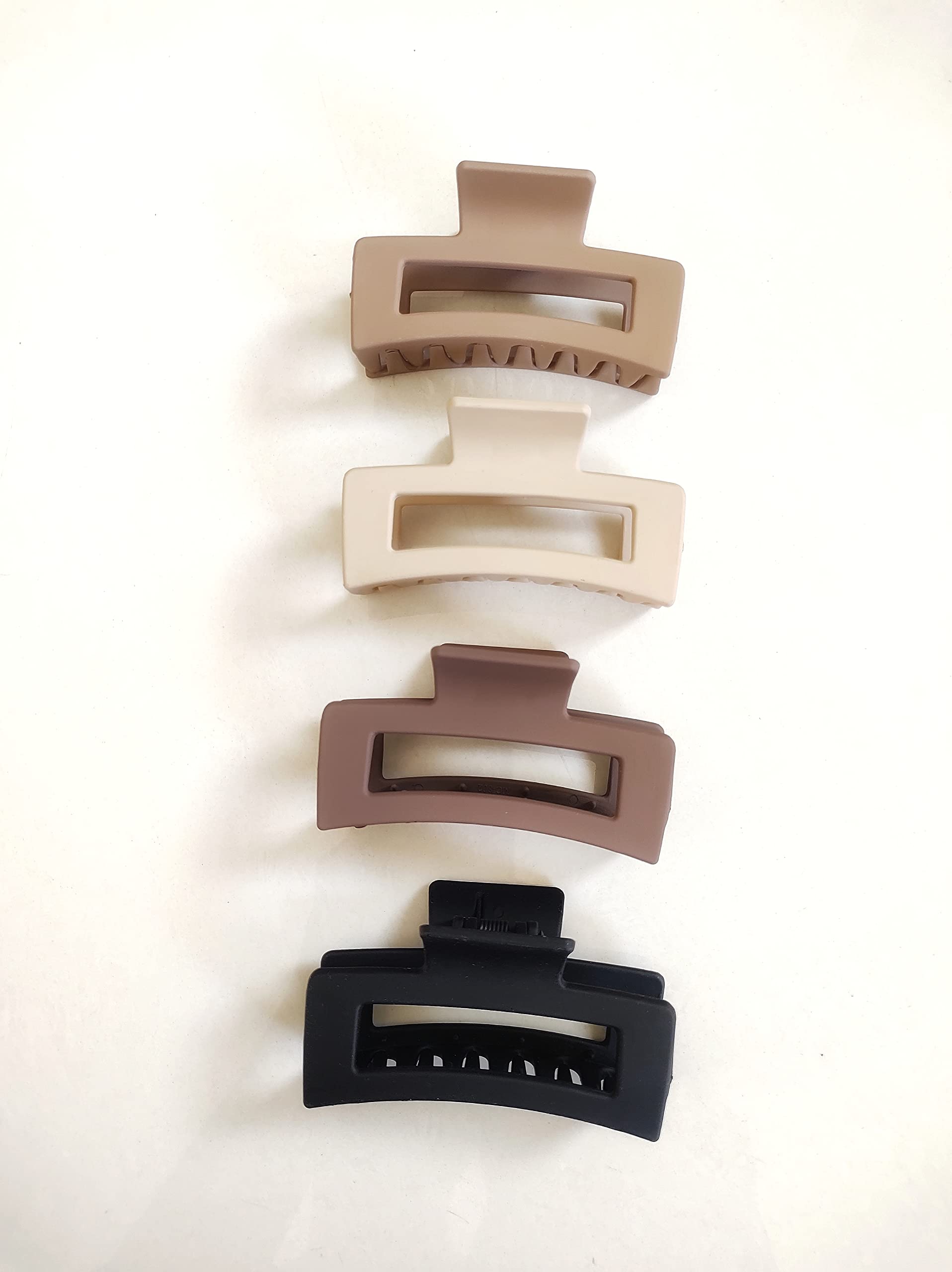 Lichie Matte No-Slip Hair Claw Clips for Women - 4 Inch Large Rectangle Jaw Clamps for Thick Hair (4-Pack) - Perfect for Updos, Ponytails & Everyday Hairstyles