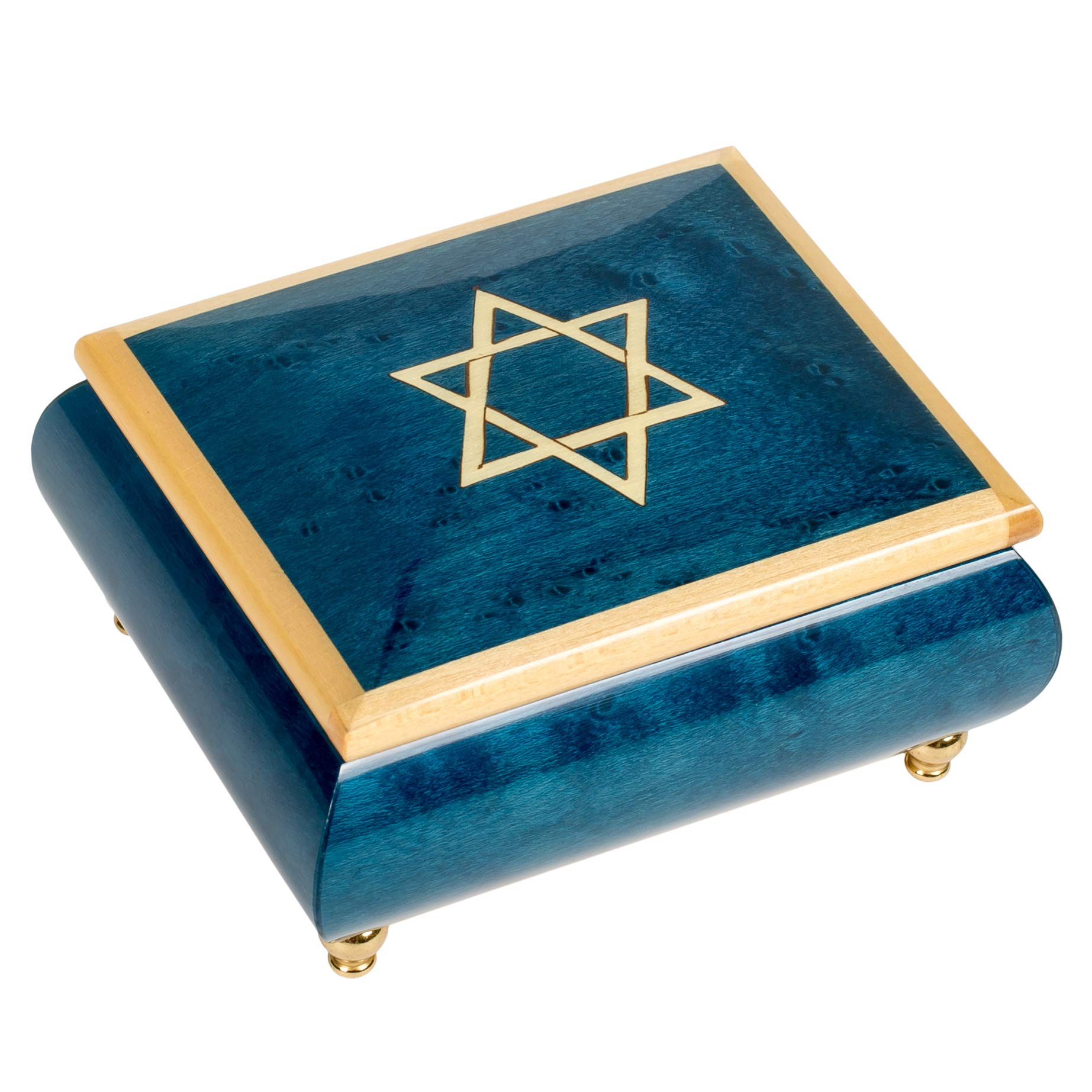 Exquisite Italian Inlaid Music & Jewelry Box with Star of David Design - Customizable Tune Options | Perfect for Jewish Holidays, Gift Giving & Home Decor