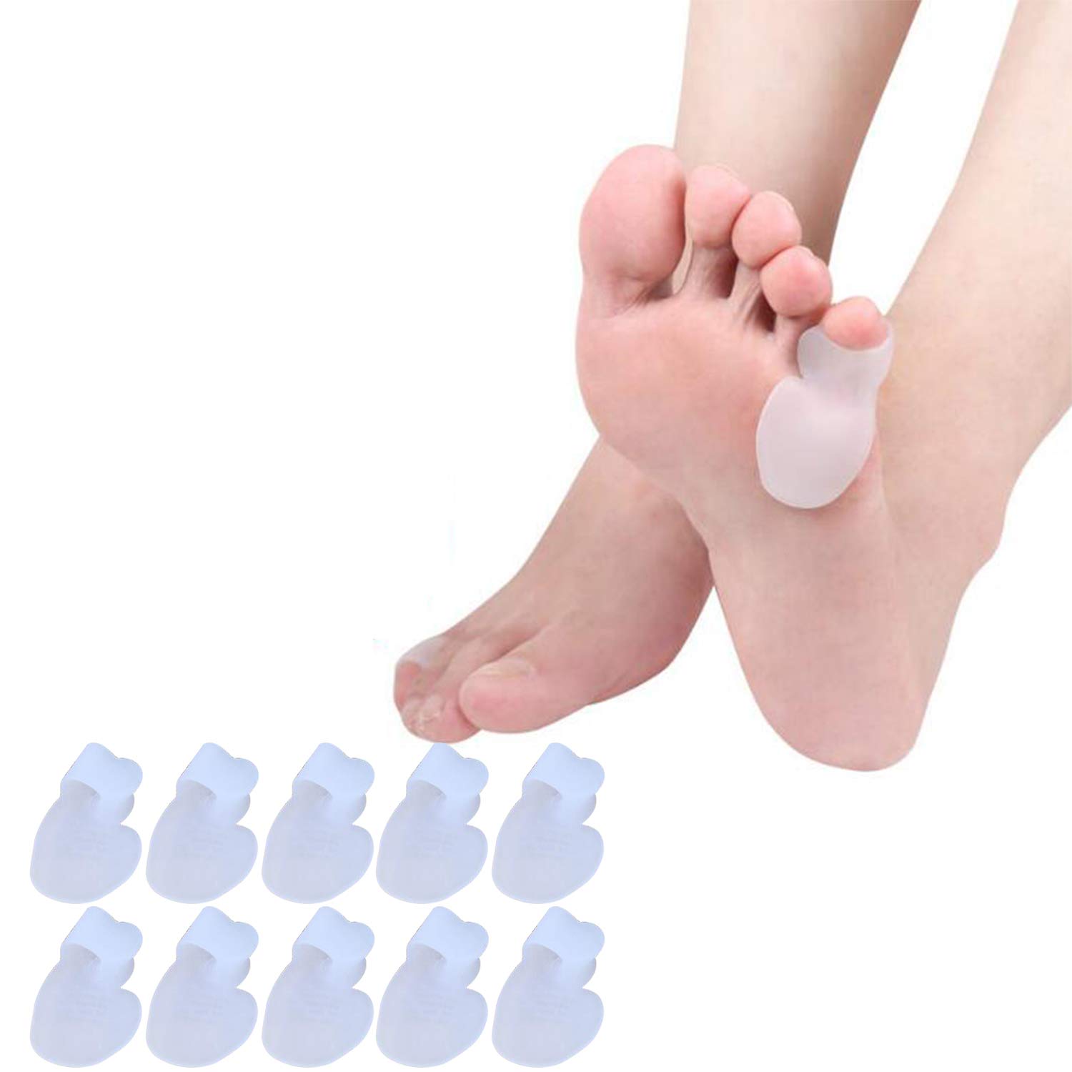 5 Pairs Pinky Toe Cushion Splints - Little Toe Separators & Straighteners with Loop for Men & Women - Prevent Blisters, Corns & Pain Relief - Perfect for Walking, Running & Daily Comfort