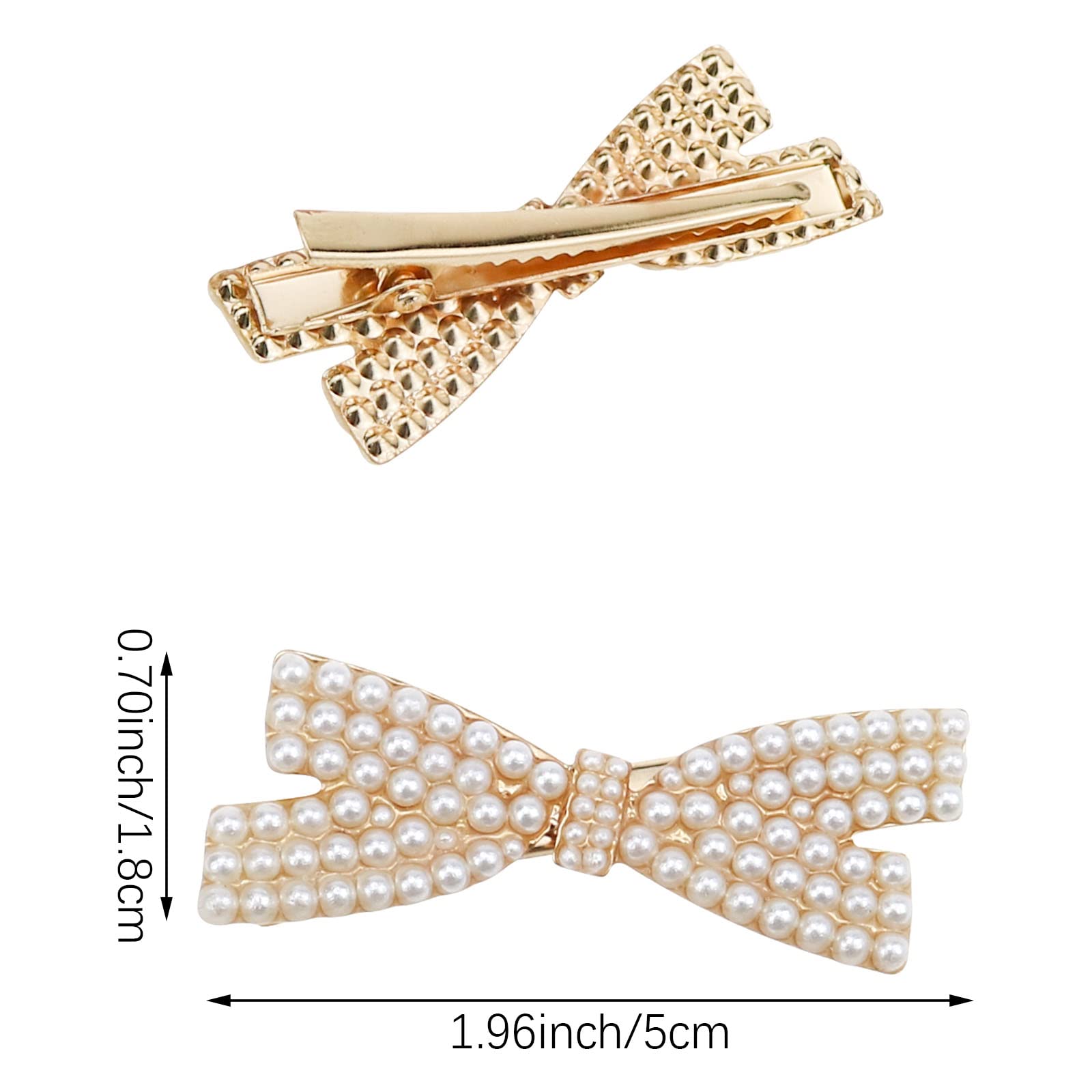 10 Pcs Pearl Bow Hair Clips - Gold Metal Duckbill Hair Claw Clips for Women & Girls - Elegant Hair Accessories for Weddings, Parties & Daily Styling