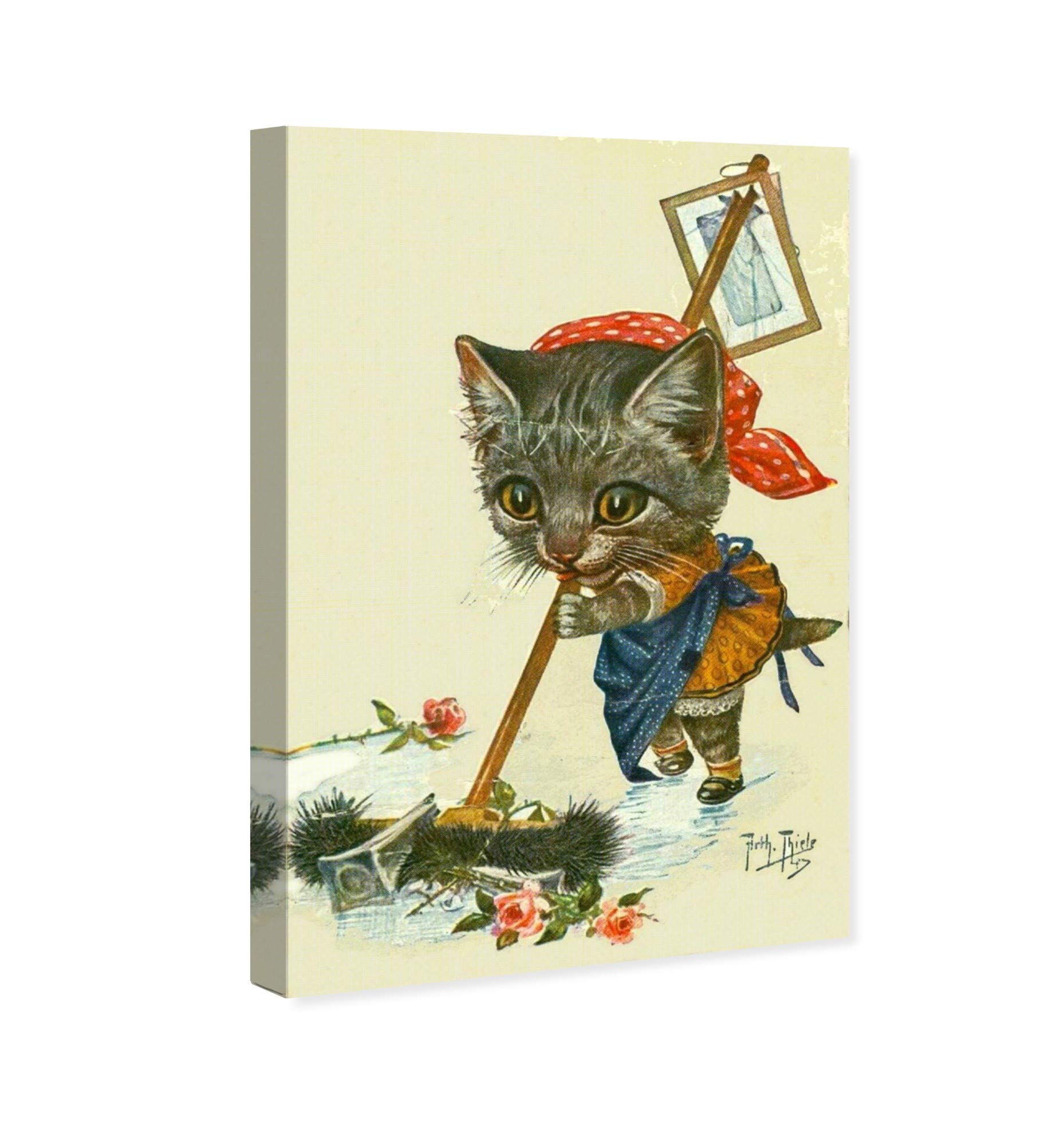 Oliver Gal Artist Co. Kitty Cleaning Up Wall Art Canvas Print - 30