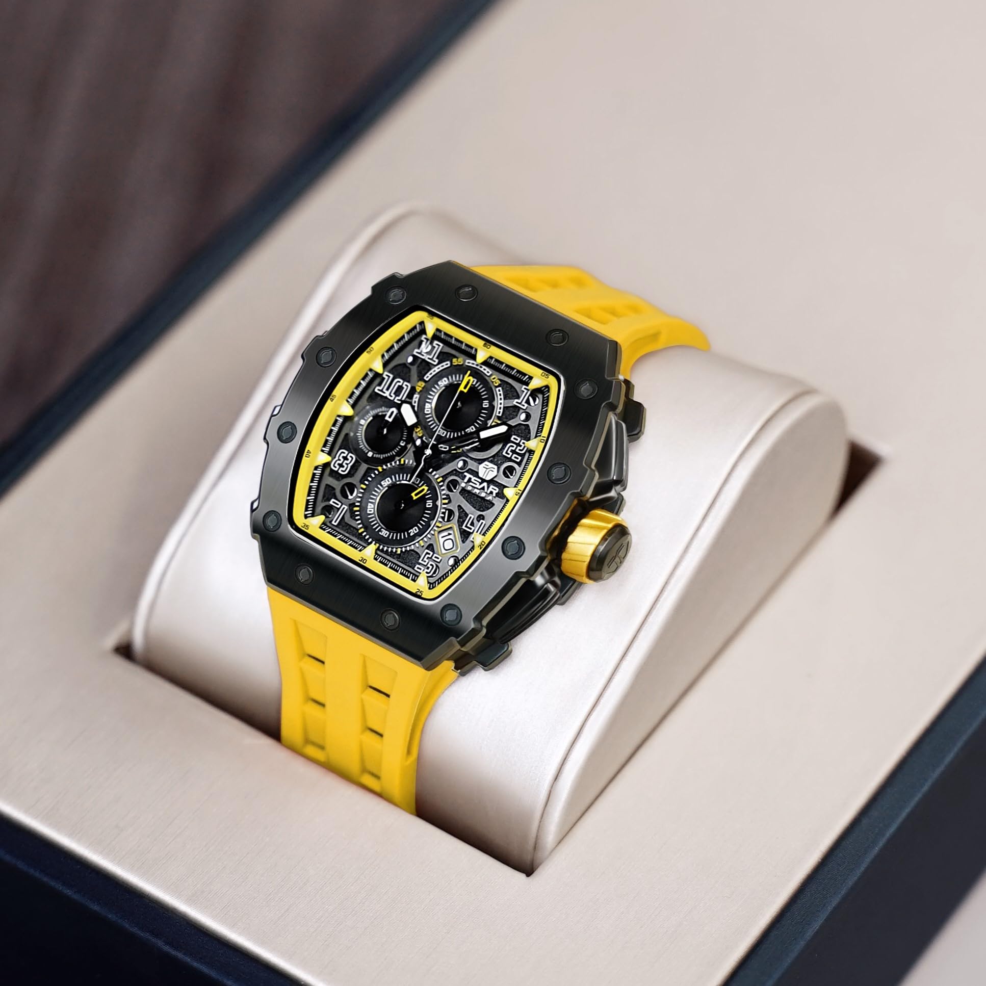 TSAR BOMBA Men's Luxury Chronograph Watch - 50M Waterproof Stainless Steel Case with Sapphire Glass, Date Function & Japanese Quartz Movement - Fashionable Gift for Men | Perfect for Business, Formal Events & Everyday Wear