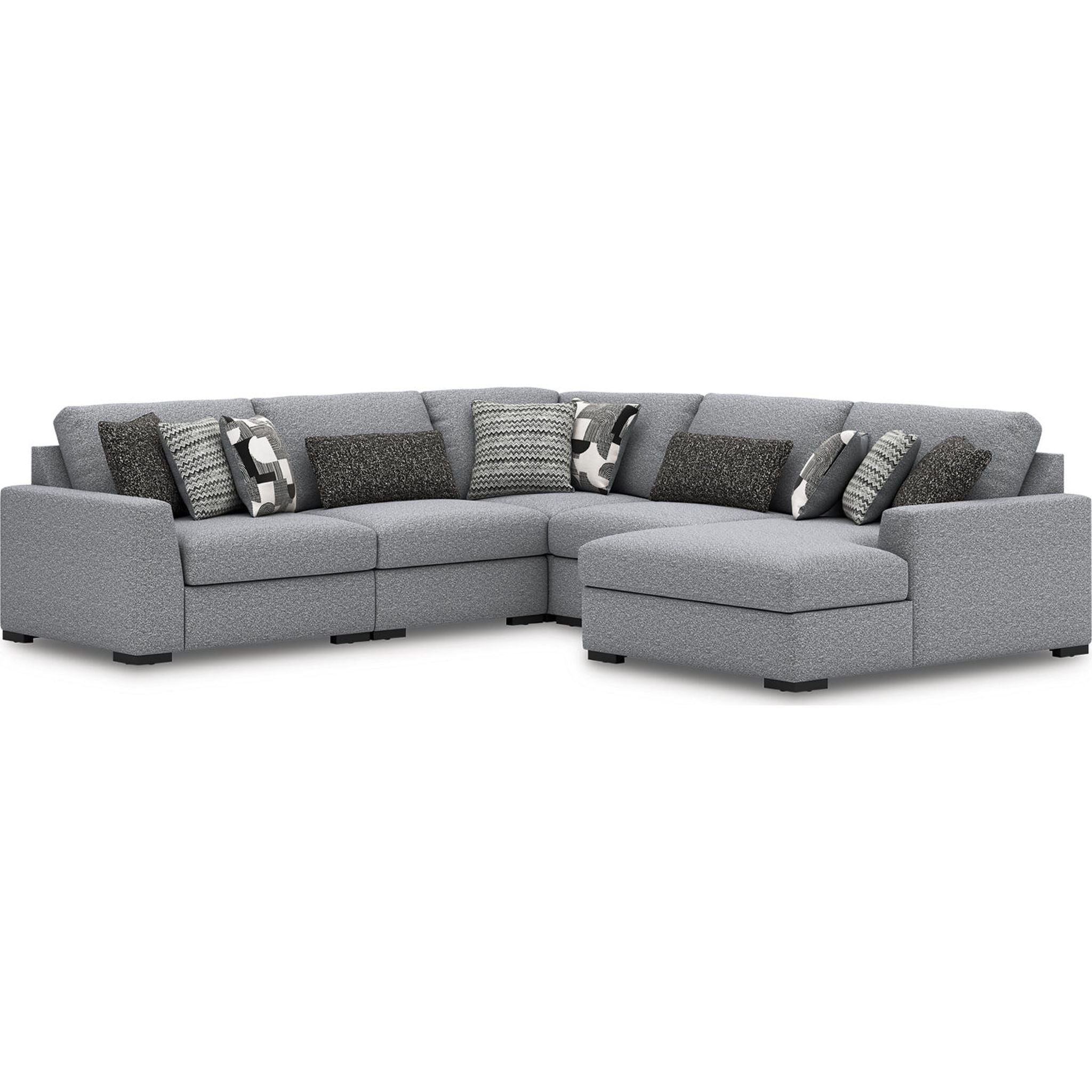 Bealton 5-Piece Sectional Sofa with Chaise Lounge - Modern L-Shaped Couch in Salt & Pepper Fabric - Perfect for Living Room, Family Room & Home Theater Seating