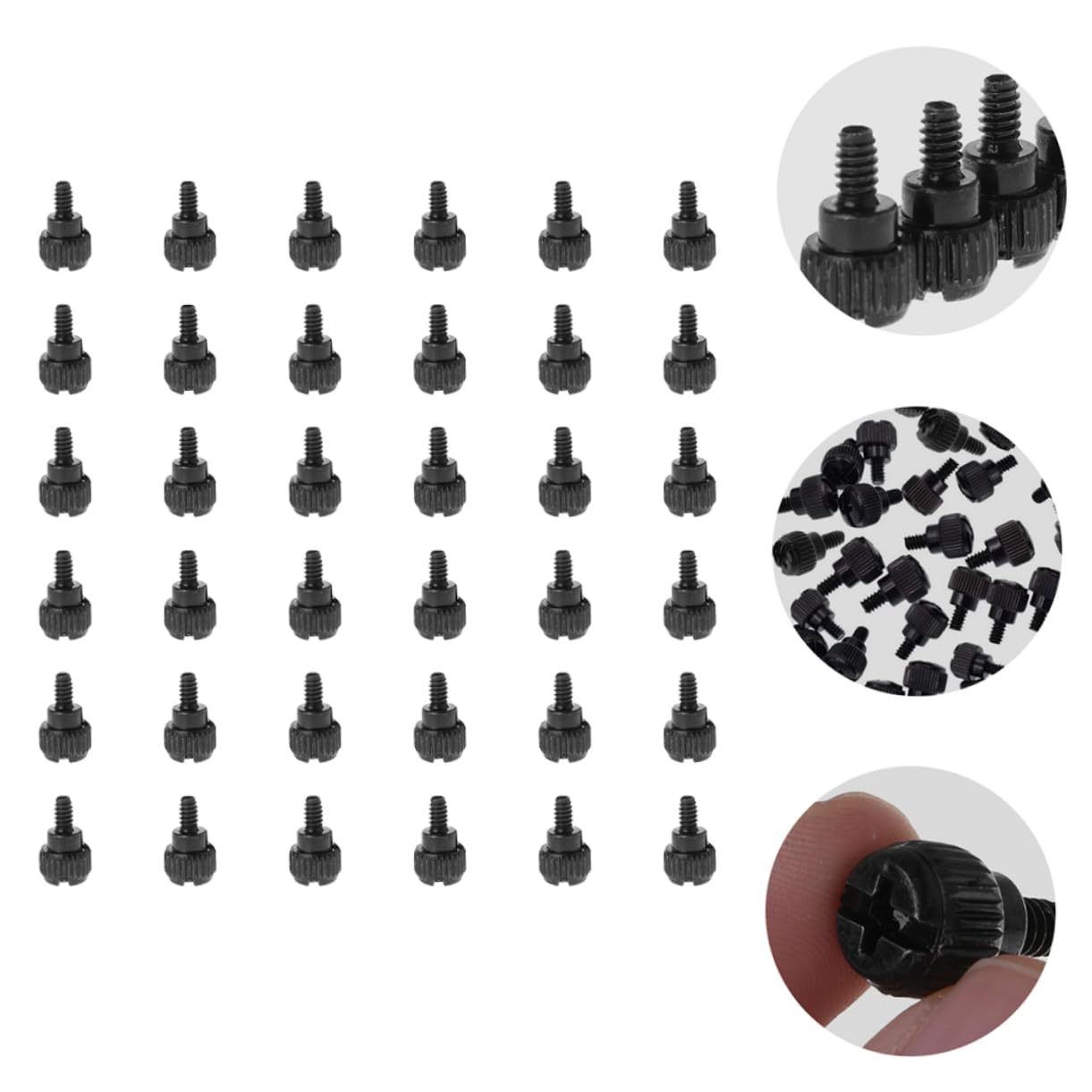 BESTonZON 100pcs Black Metal Computer Case Thumbscrews - High Strength, Elegant Design, Easy to Install for PC Build & Maintenance