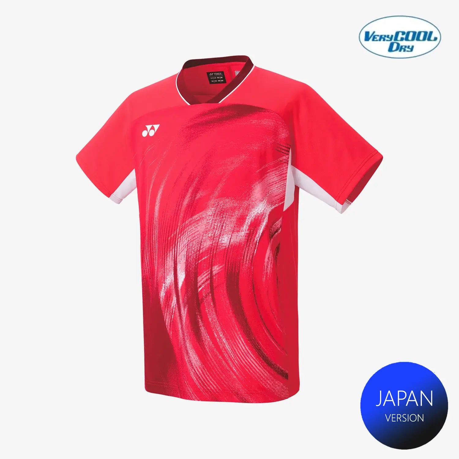 Yonex Men's Tournament Crew Neck Tennis Shirt 10568PR - Pearl Red - Moisture Wicking & Breathable for Competitive Play & Training