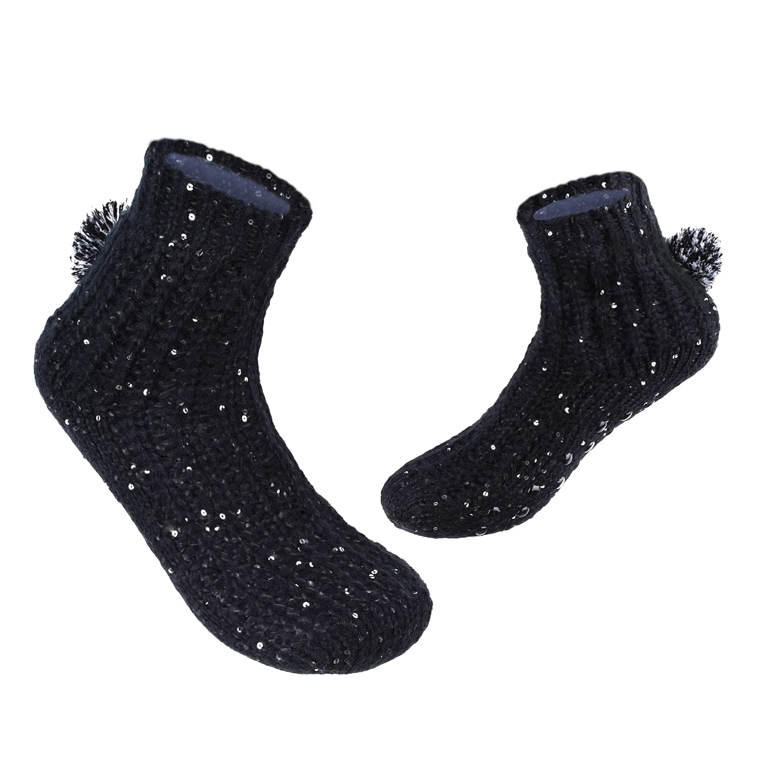 Warm Cozy Fuzzy Fleece-Lined Women's Slipper Socks with Non-Slip Grippers - Soft Winter House Socks for Women & Girls - Perfect Christmas Gift for Her, Home Comfort & Lounge Wear