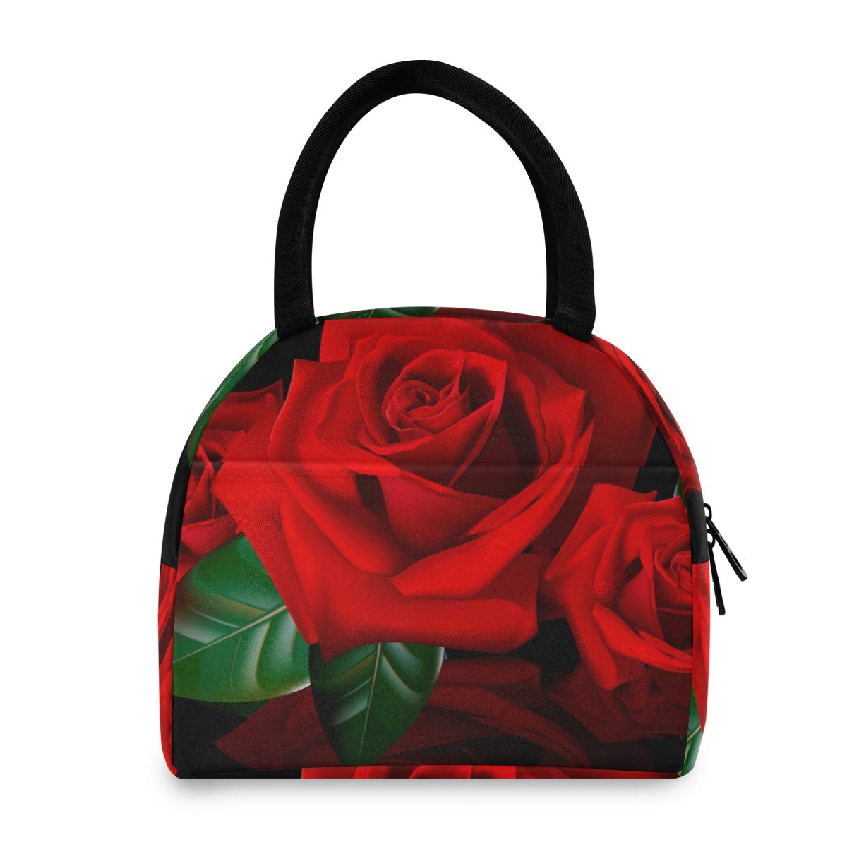 Insulated Red Rose Lunch Tote Bag for Women - Leakproof & Thermal Lunch Box for Work, School, Picnics & Outdoor Activities