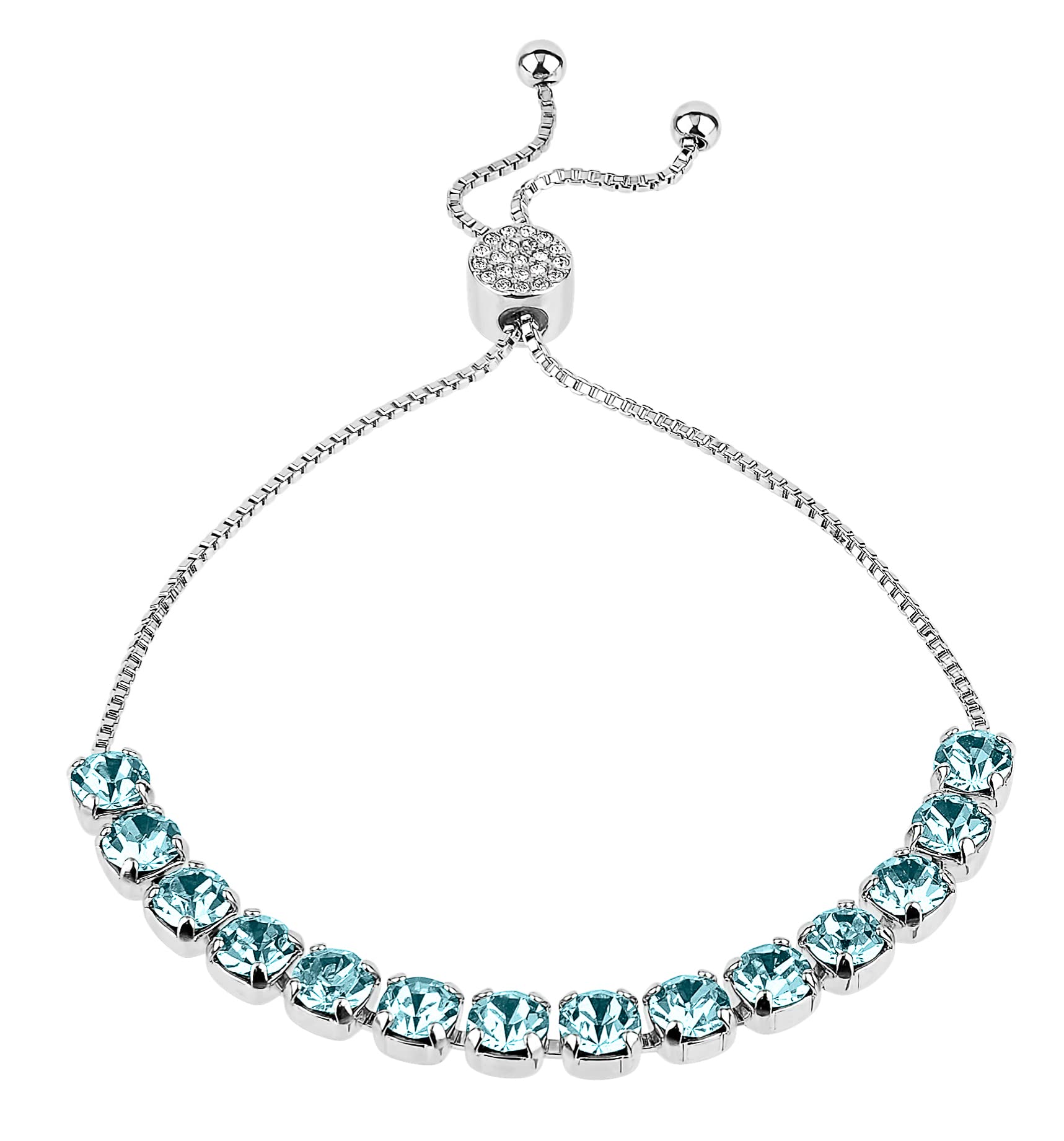 INSPIRED VOICES Adjustable Slider Tennis Bracelet for Women - Sparkling Rhinestone Lariat Bracelet in Blue, Pink, Purple & More Colors | Perfect for Casual Wear, Office Accessories & Special Occasions