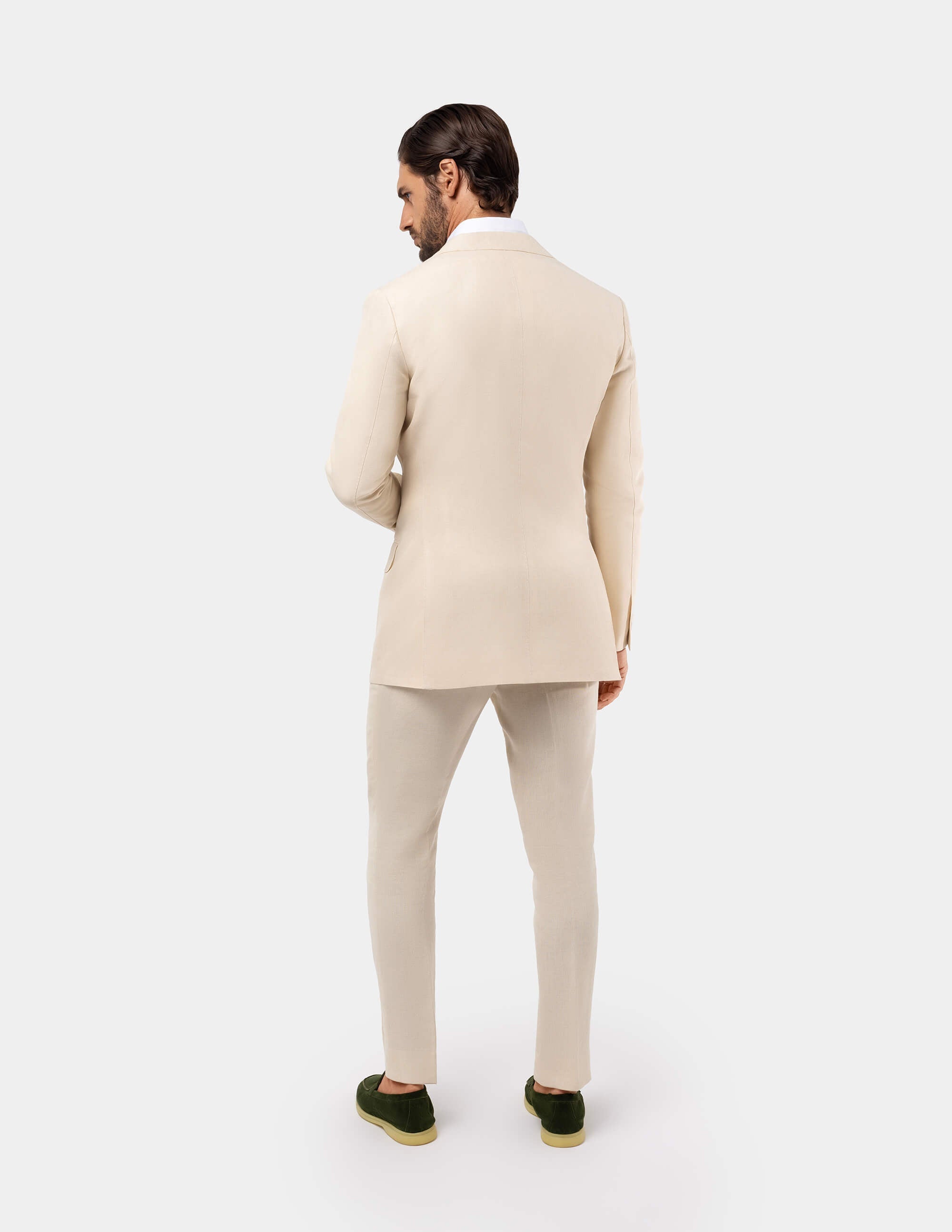 Light Sand Linen Double Breasted Suit for Men - Summer Business Casual Blazer - Breathable & Comfortable Formal Wear for Weddings, Office & Special Occasions