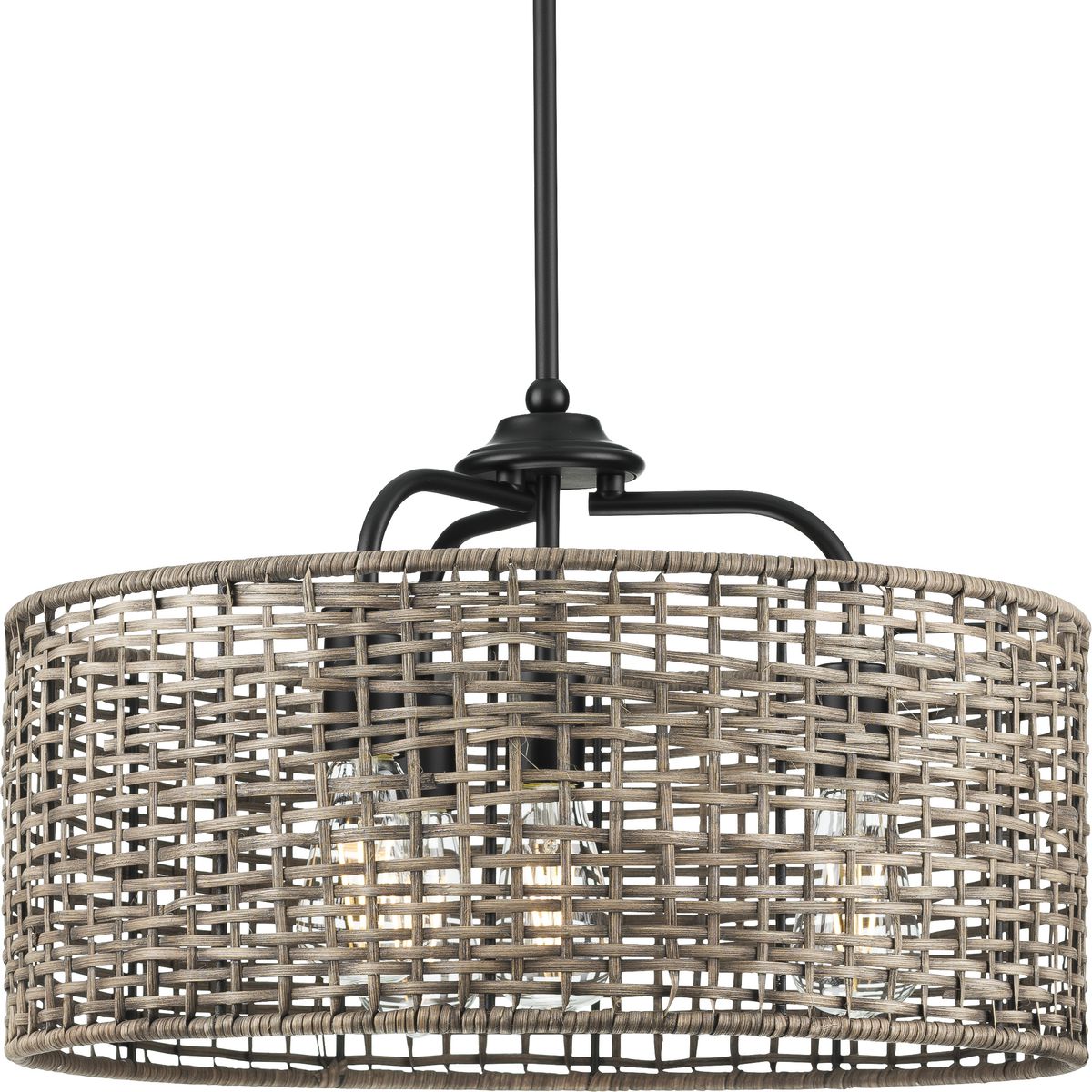 Lavelle Collection 4-Light Mocha Finish Rattan Hanging Pendant Light - Perfect for Dining Room, Kitchen Island, or Bedroom Lighting