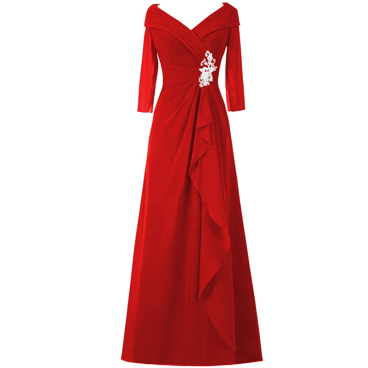 Elegant Mother of The Bride Dresses with Sleeves - Chiffon Lace Formal Evening Gowns for Wedding Guest Women | Perfect for Church Ceremonies, Receptions & Special Occasions