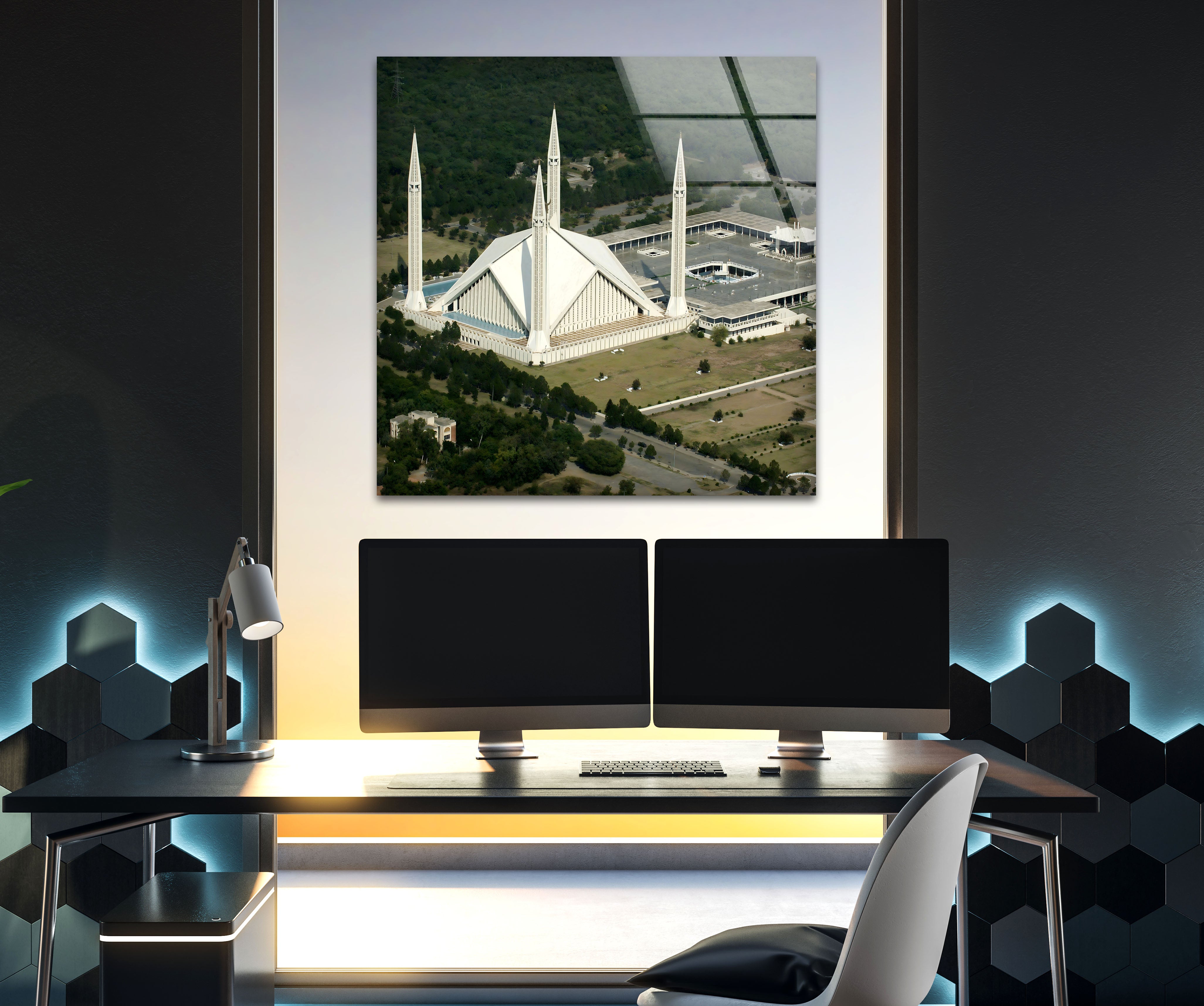 Stunning Aerial View Glass Wall Art - Iconic Landmark Panoramic Print - Perfect for Living Room, Office & Home Decor