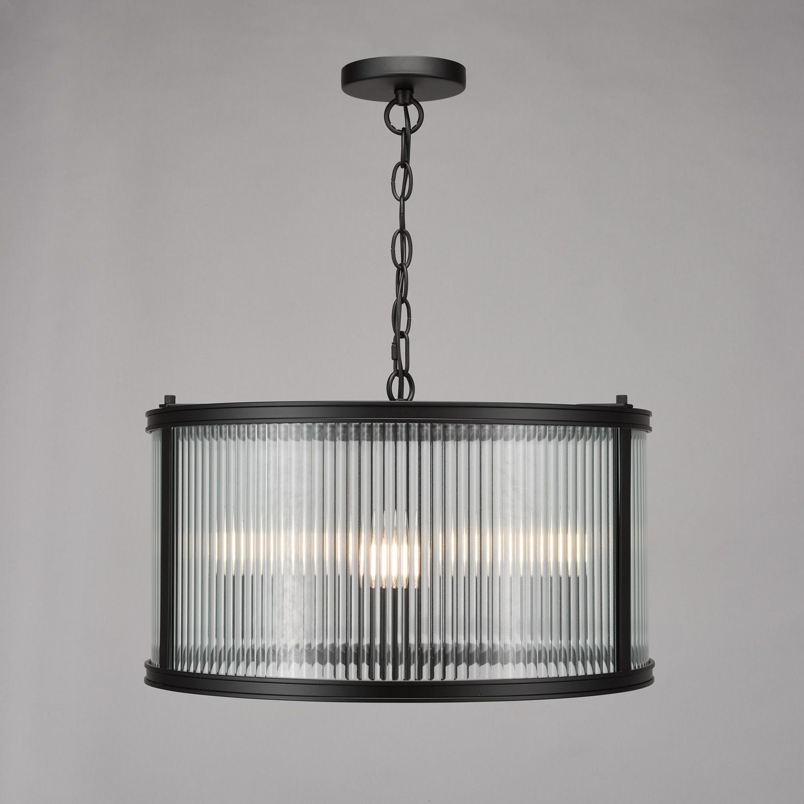 Bianka 3-Light Pendant Lighting Fixture in Bronze & Matte Black with Ribbed Glass Shades, E14 Base - Perfect for Kitchen Island, Dining Room, or Entryway Lighting
