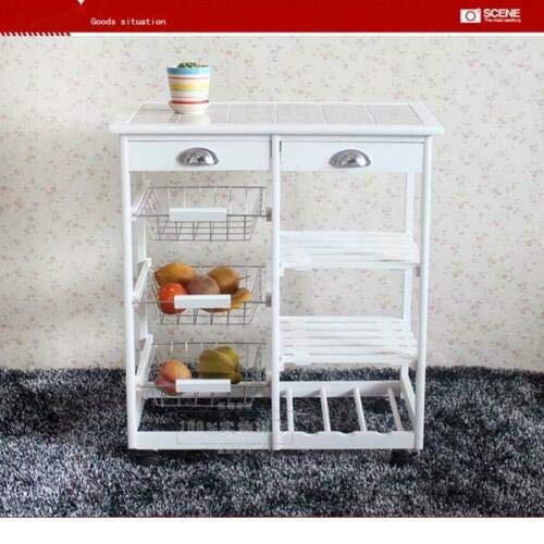 Walomes Rolling Kitchen Storage Cart with 2 Drawers - Mobile Kitchen Island Trolley for Dining Room, Pantry & Small Space Organization - Perfect for Meal Prep, Spice Storage & Extra Counter Space
