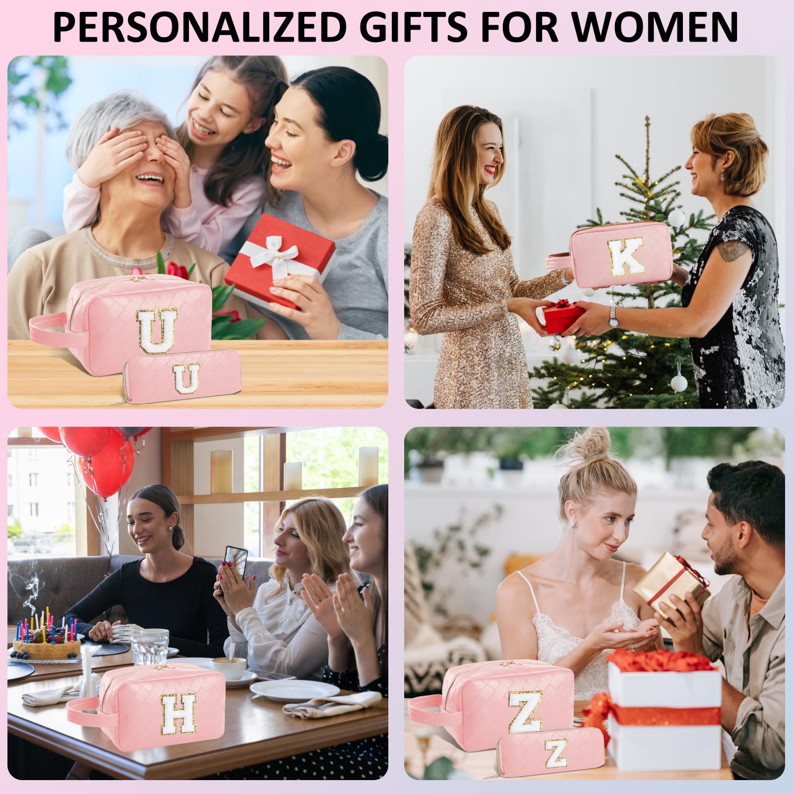 Personalized Monogram Makeup Bag for Women - Travel Cosmetic Organizer with Detachable Brush Pouch, Pink G Initial Toiletry Bag - Perfect for Birthdays, Valentine's Day Gifts & On-the-Go Beauty Essentials