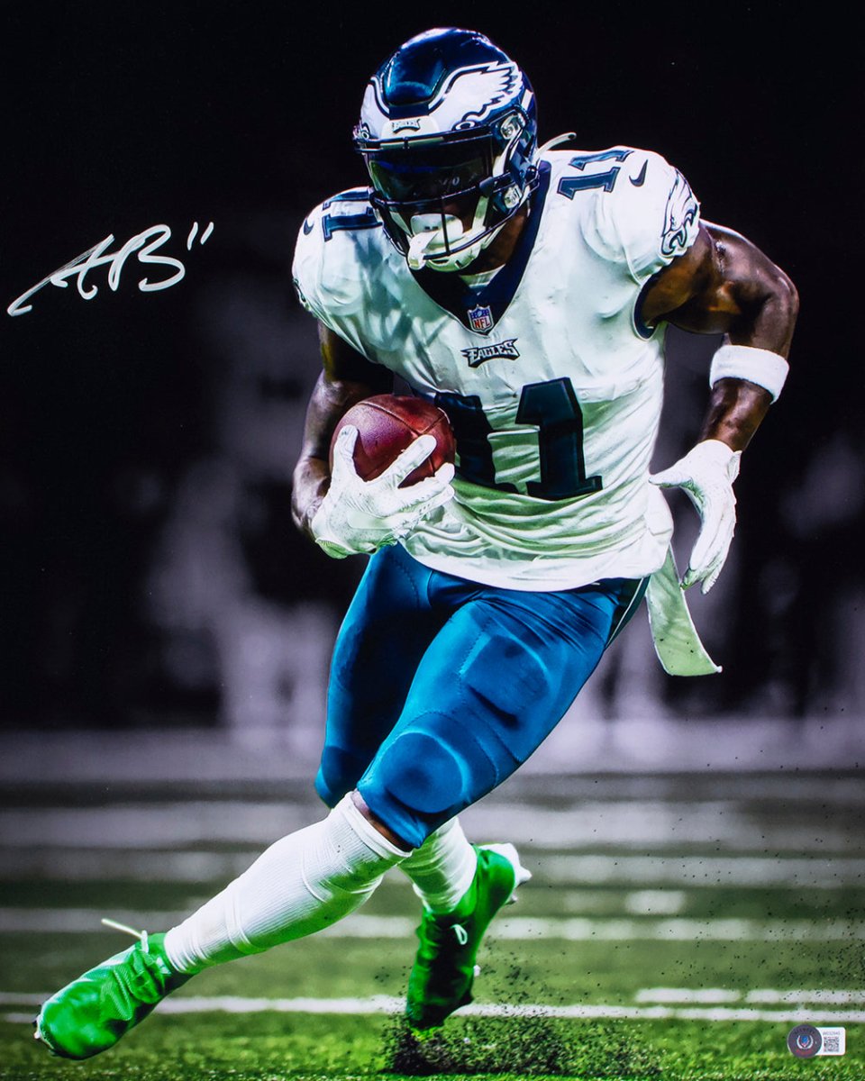 AJ Brown Autographed 16x20 Philadelphia Eagles Vertical Spotlight Photo - Limited Edition Collectible - Perfect for Eagles Fans, Sports Memorabilia Enthusiasts, and Home/Office Decor