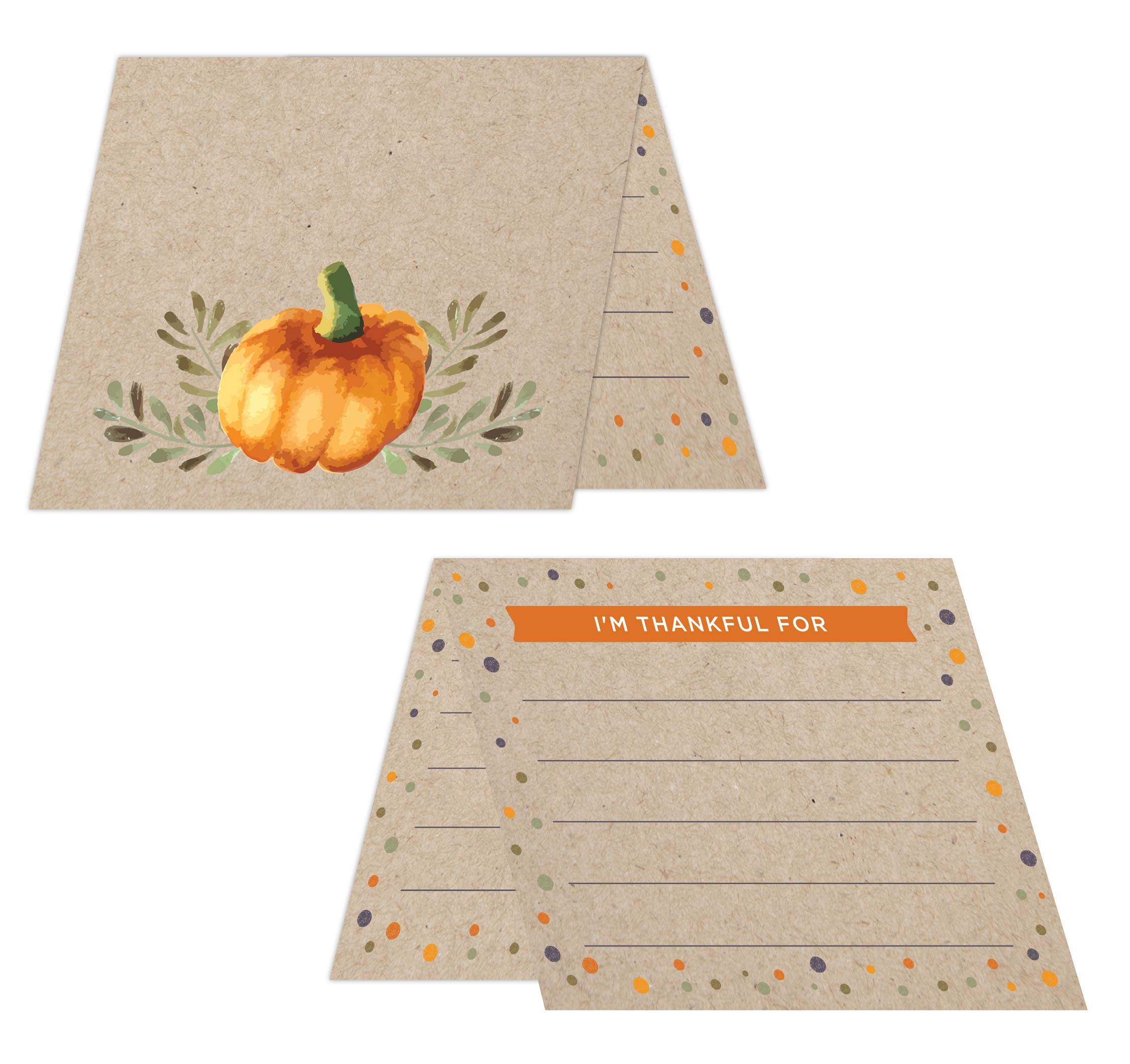 Koko Paper Co Thanksgiving Place Cards with Fill-in Gratitude Cards | 50-Pack Premium Heavy Cardstock | Perfect for Holiday Table Settings & Family Gatherings