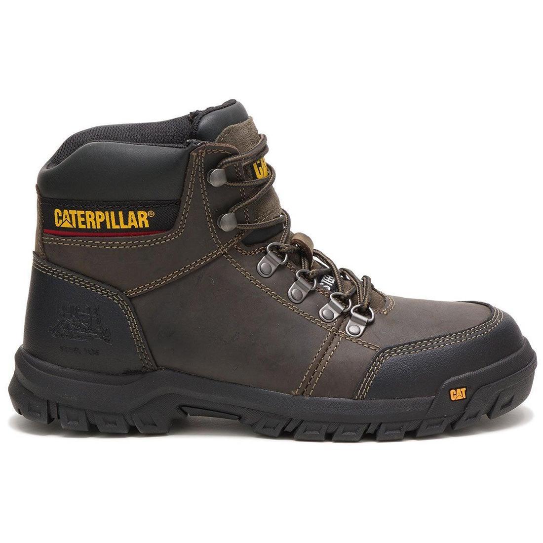Men's Steel Toe Work Boots - Brown & Black Safety Shoes for Construction & Industrial Work - OSHA Compliant Work Boots for Heavy Duty Jobs