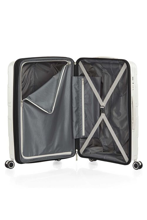 American Tourister Light Max 69cm Medium Spinner Suitcase - Lightweight Expandable Luggage with 4 Wheels for Travel, Business Trips & Weekend Getaways (Off White)