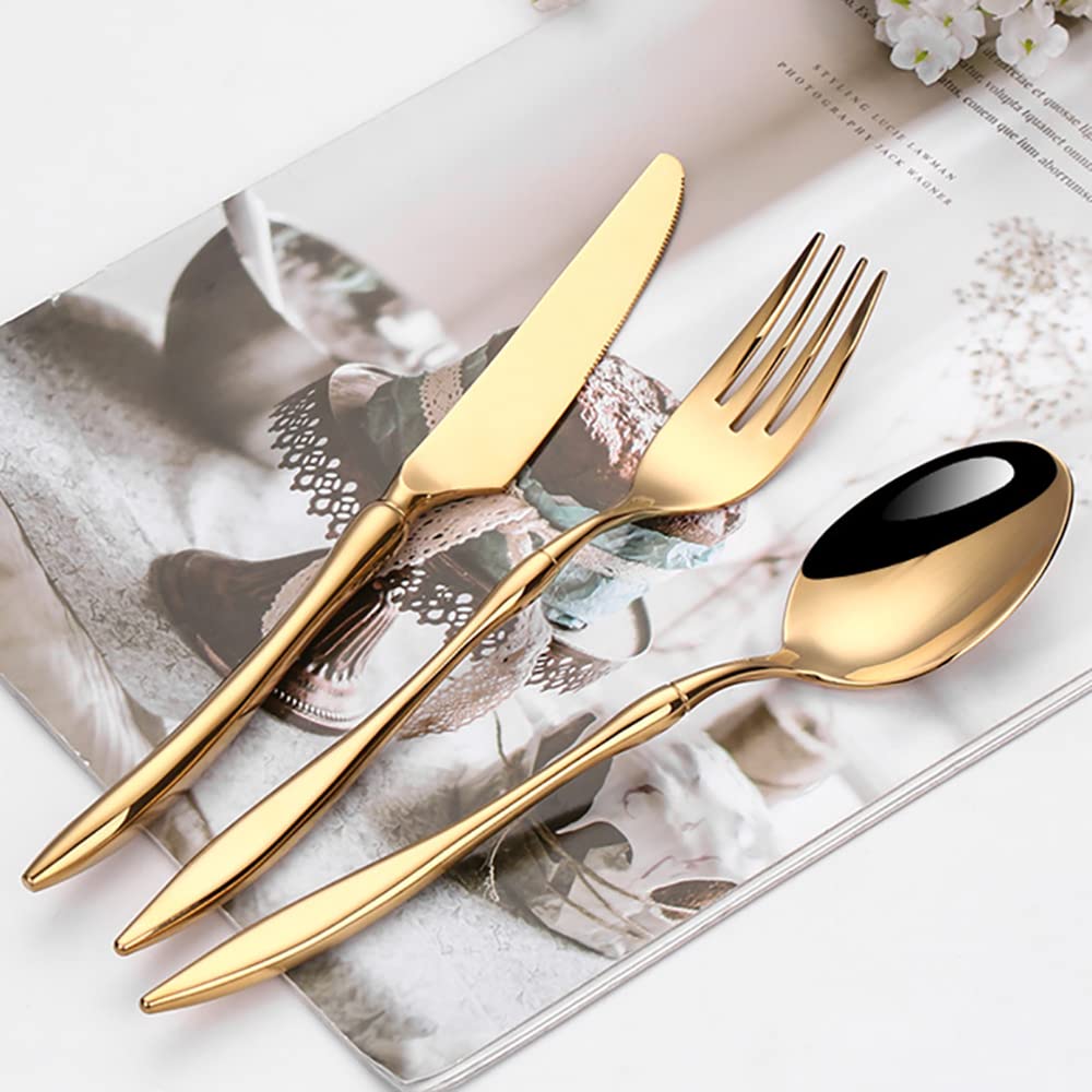 24-Piece Stainless Steel Flatware Set for 6 - Gold & Silver Mirror Finish Cutlery Set for Home, Kitchen, Hotel & Restaurant - Dishwasher Safe Eating Utensils (Perfect for Dinner Parties, Weddings & Everyday Dining)