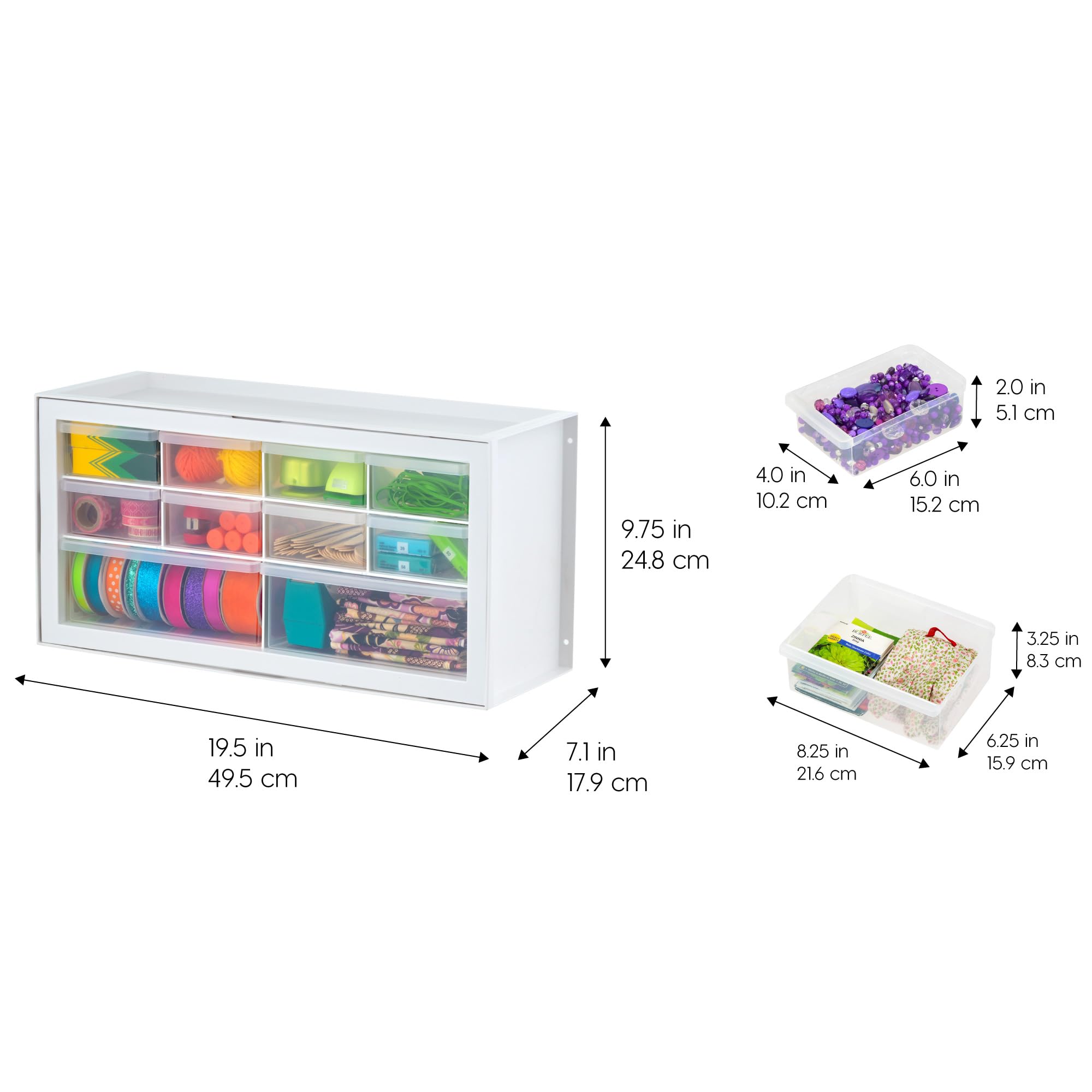 IRIS USA 10-Drawer Small Parts Organizer Cabinet, 2-Pack White Plastic Storage Container for Screws, Nuts, Bolts, Nails, Craft Supplies & Drink Packets - Perfect for Workshop, Craft Room & Kitchen Organization