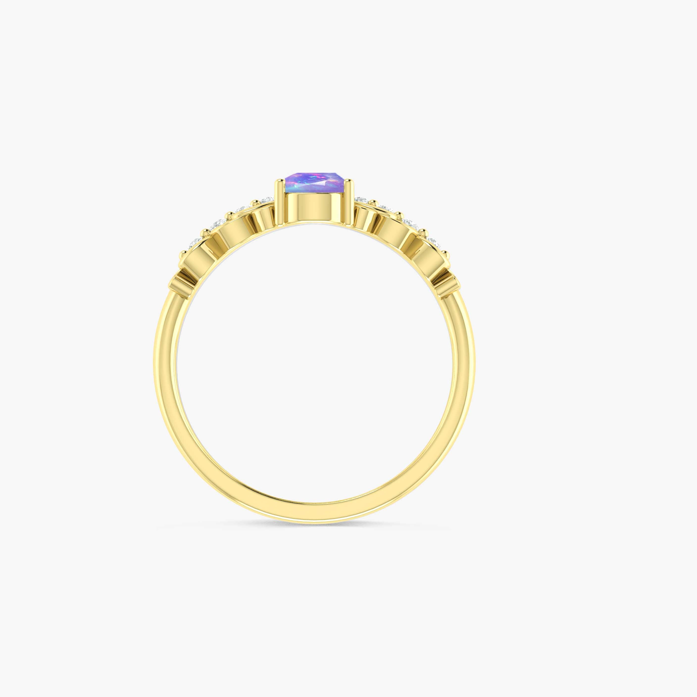 Lavender Ethiopian Opal Gemstone Crown Style Ring – Elegant Handmade Jewelry for Women, Perfect for Weddings, Parties & Special Occasions