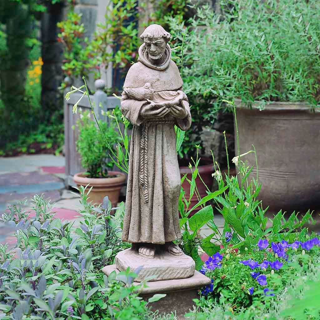 Campania International St. Francis with Shell Statue - Religious Garden Decor for Outdoor Patio, Yard & Home