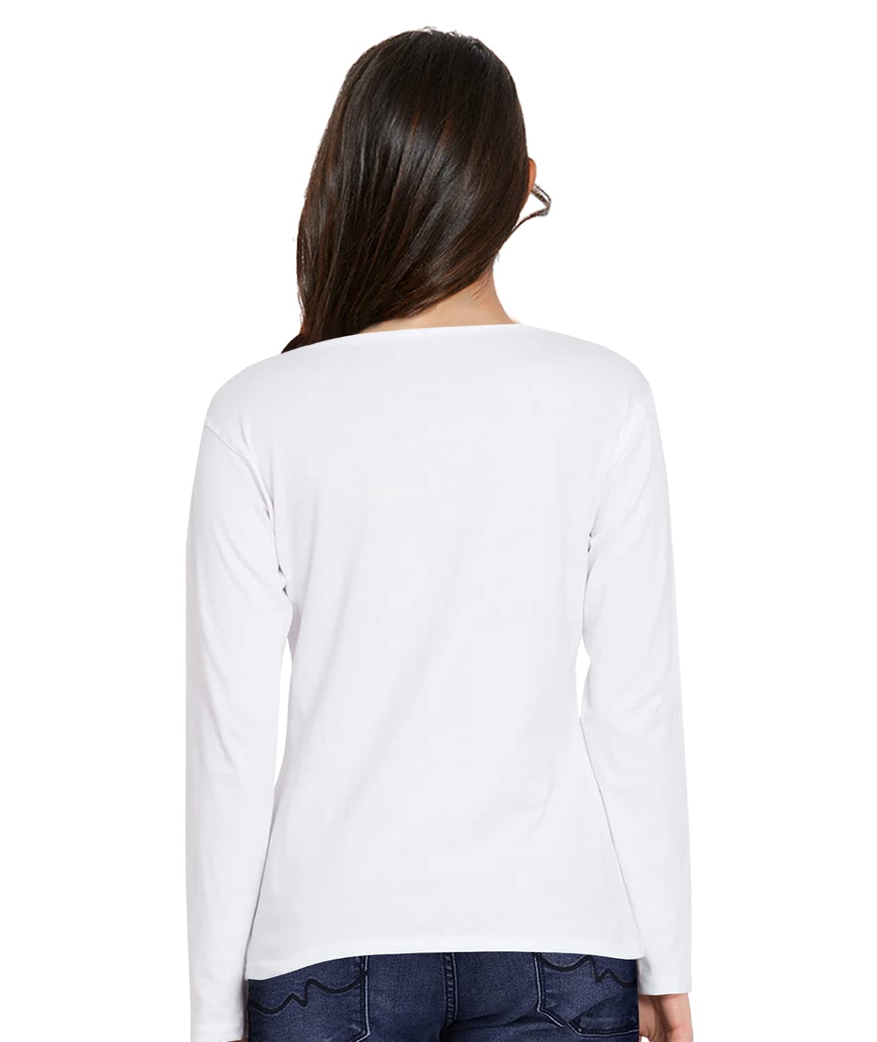 Pooplu Women's 100% Cotton Graphic Printed Yoga T-Shirt - Regular Fit Round Neck Full Sleeves for Exercise, Gym & Fitness | Comfortable Workout Top for Yoga, Running & Casual Wear