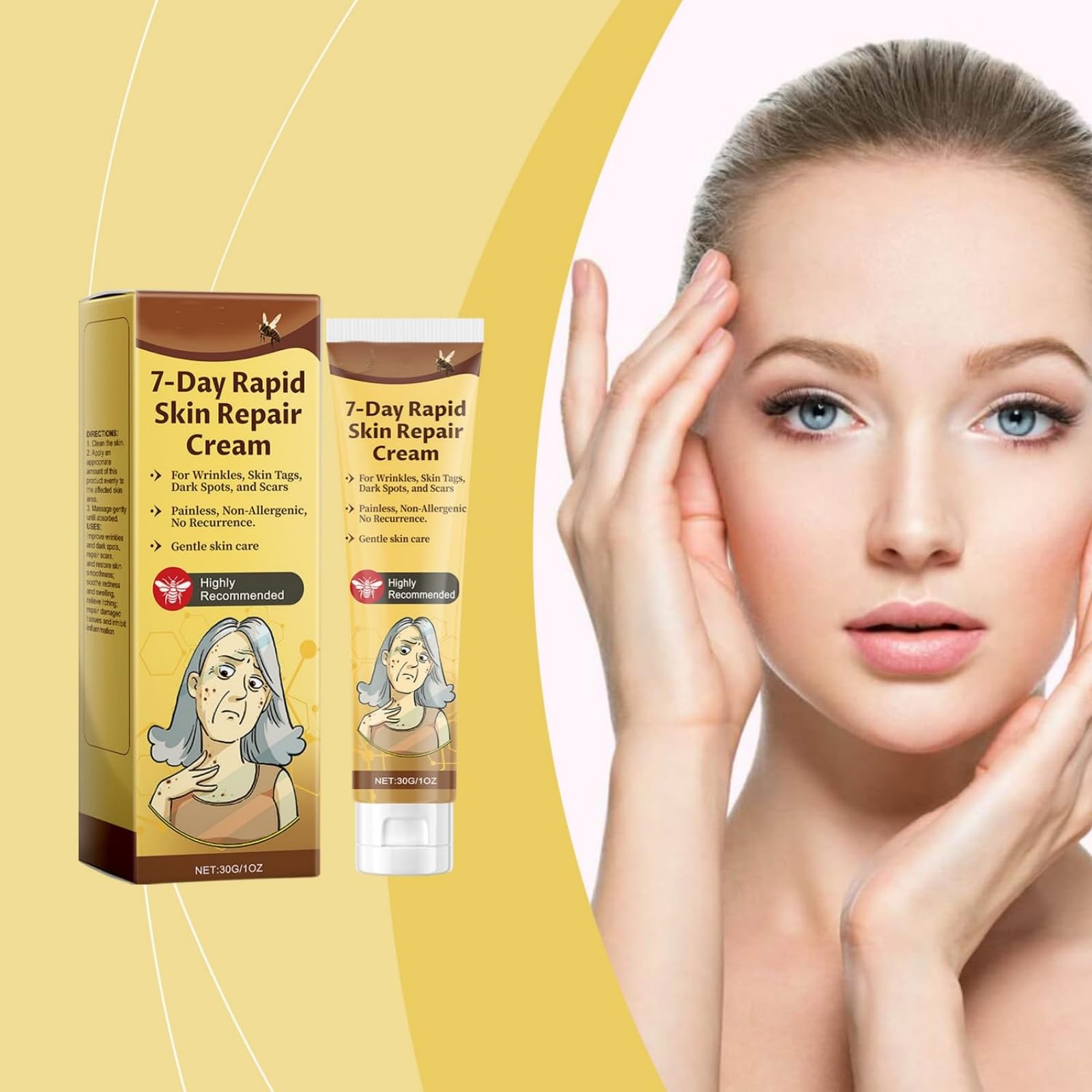 7-Day Rapid Skin Repair Cream - Moisturizing & Nourishing for All Skin Types - Perfect for Night Care & Dry Skin Relief