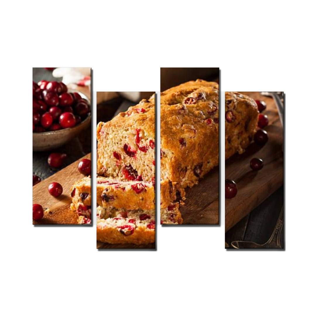 Festive Cranberry Bread Wall Art Print - Homemade Bakery Canvas Decor, Stretched & Framed - Perfect for Kitchen, Dining Room & Holiday Home Decoration