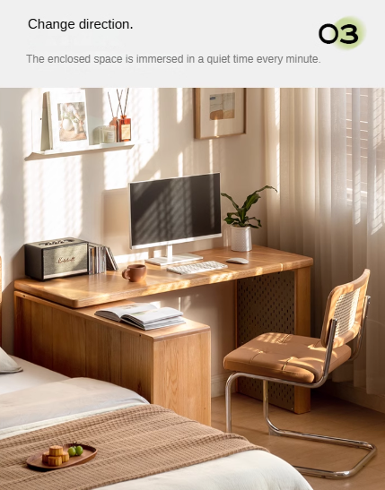 Solid Oak Wood Corner Desk for Home Office - Compact & Stylish Workspace Solution for Small Spaces, Apartments & Dorm Rooms