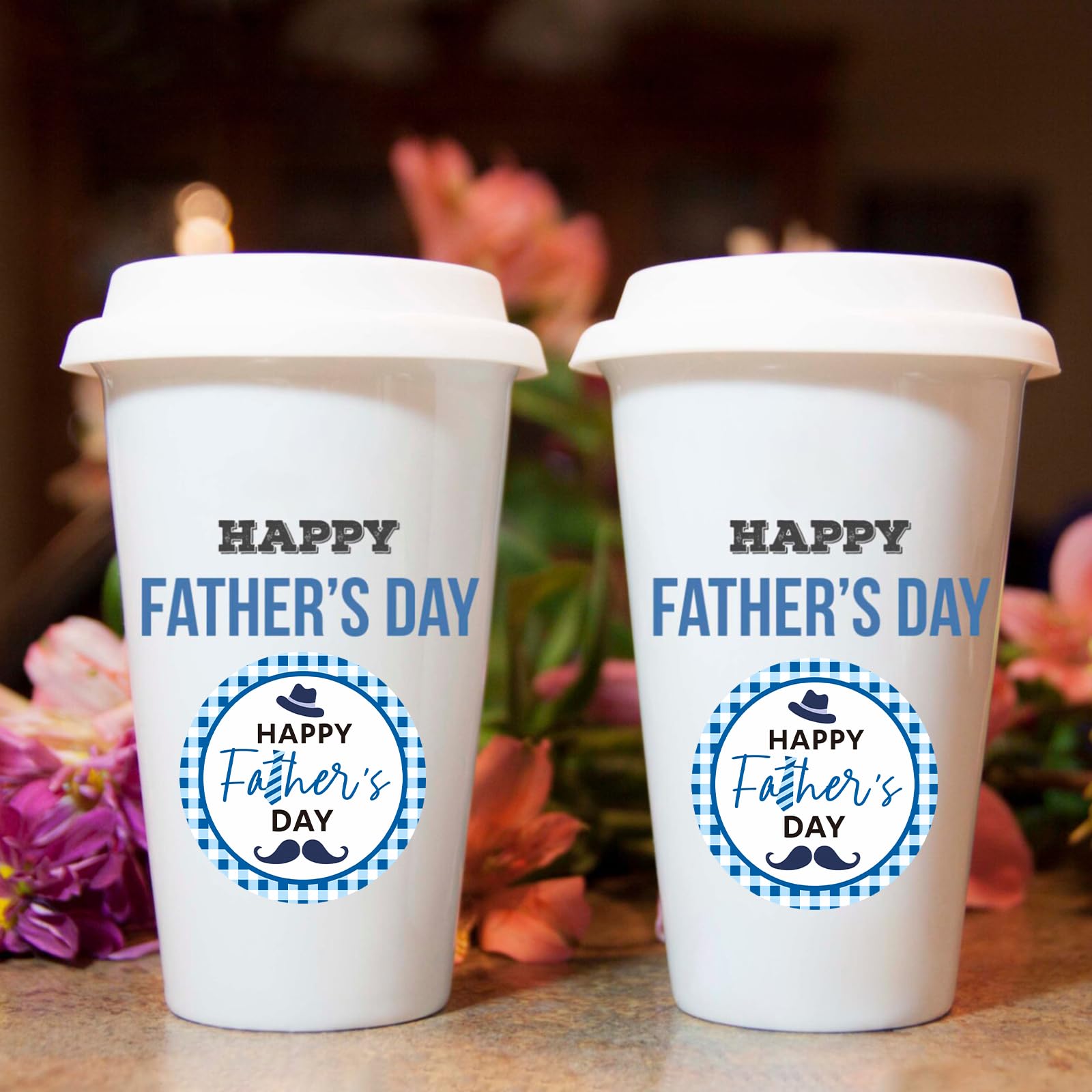 Joycraft 60Pcs Father's Day Stickers - 2 Inch Blue Personalized Labels for Gift Wrapping, DIY Cards, Crafts & Cookie Bags - Perfect for Father's Day Gifts, Party Favors & Scrapbooking