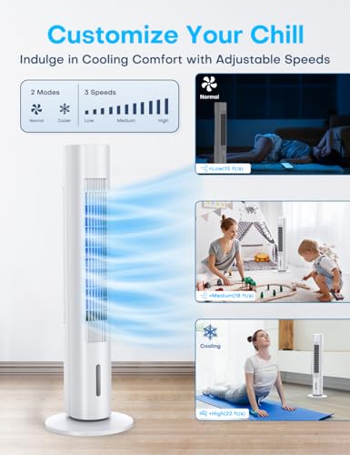 **35 Inch Evaporative Air Cooler - 2024 Upgraded Portable Swamp Cooler with 3 Speeds, Smart Timer, 20Ft Remote & 70° Wide Oscillation - Perfect for Bedroom, Living Room & Office Cooling**