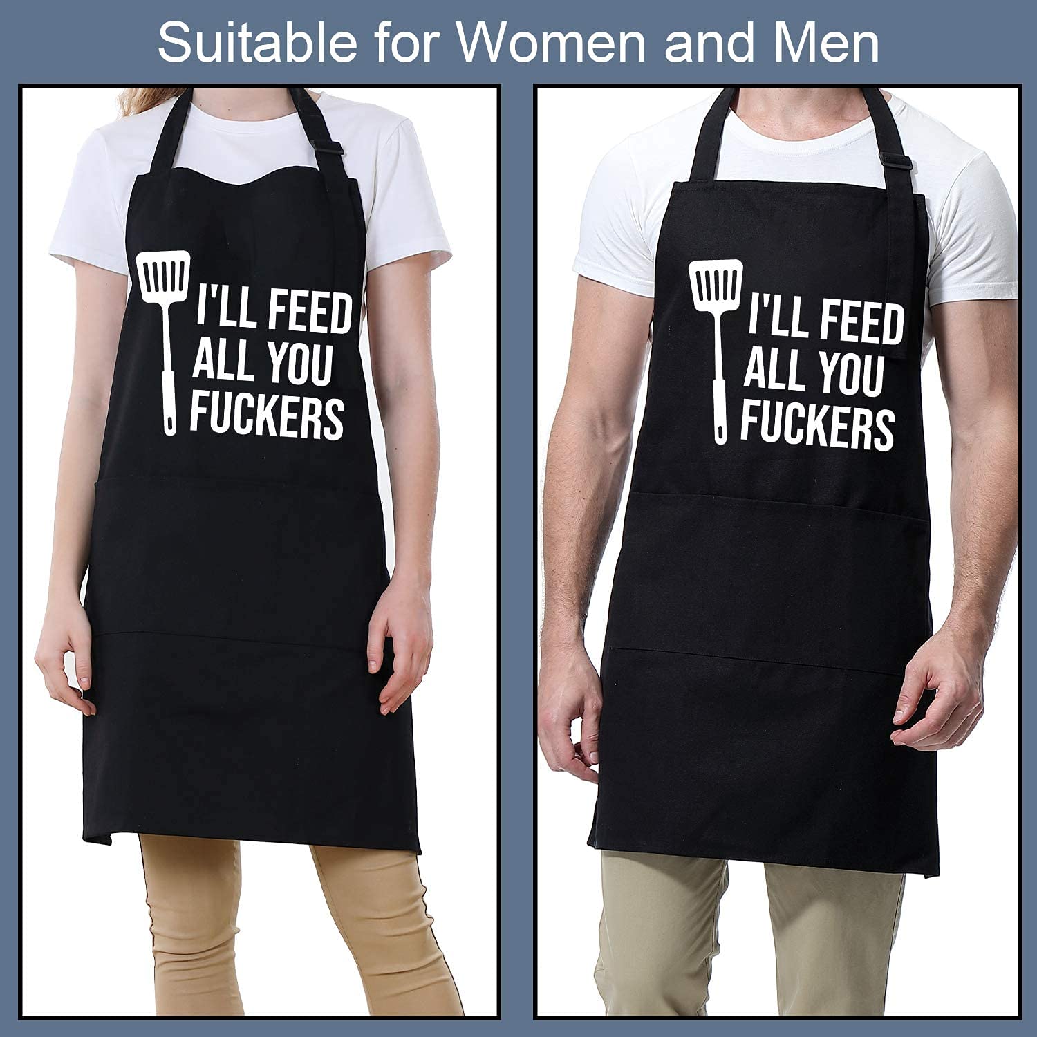 Funny Apron for Men & Women with 3 Pockets - Perfect Dad Gift, Husband Present for Christmas, Thanksgiving & Birthday - Durable Cooking, Grilling & BBQ Chef Apron - Great for Kitchen, Outdoor BBQ & Holiday Gifting