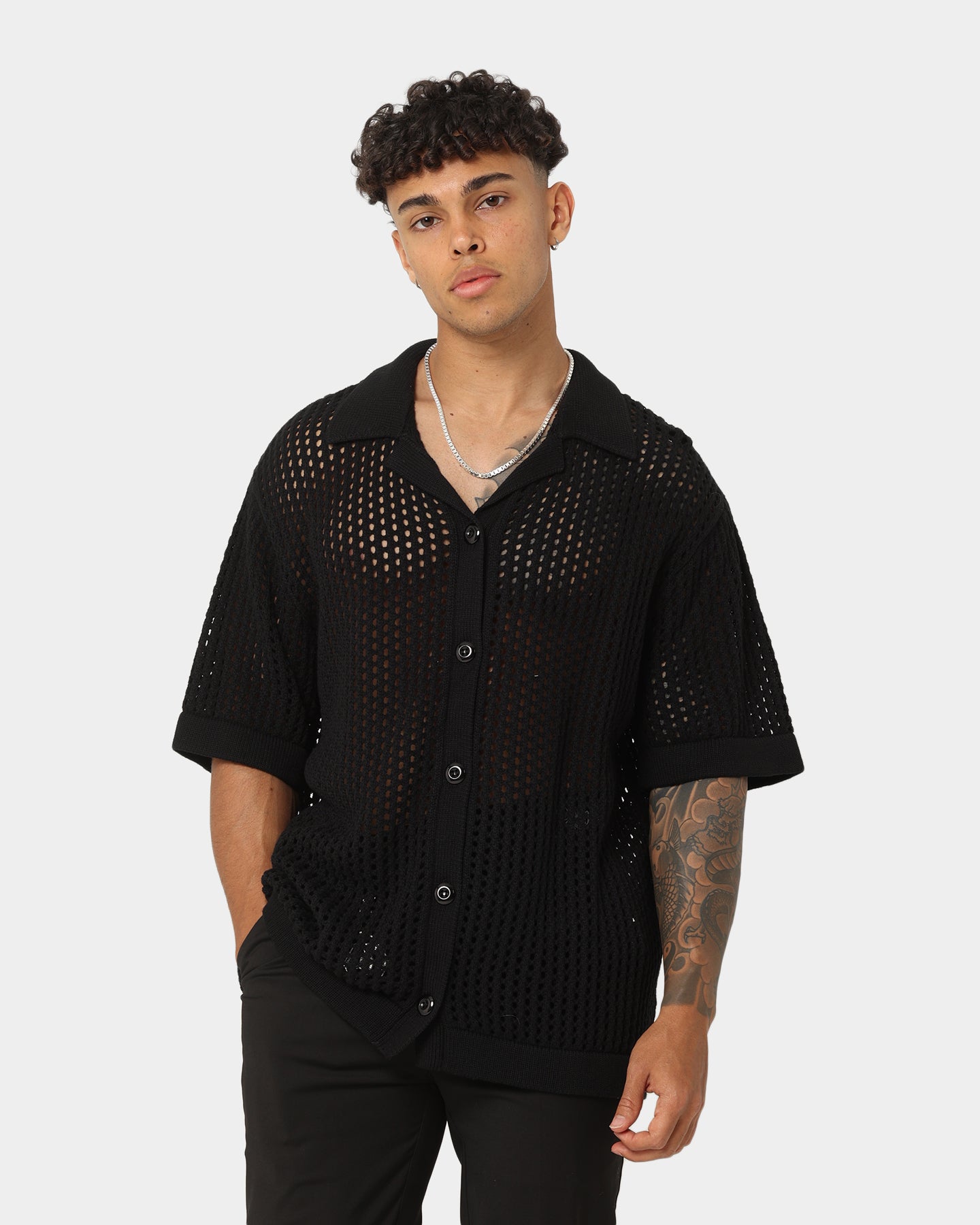404 Coastal Button Up Shirt for Men - Stylish Black Casual Shirt for Beach, Vacation & Summer Outfits