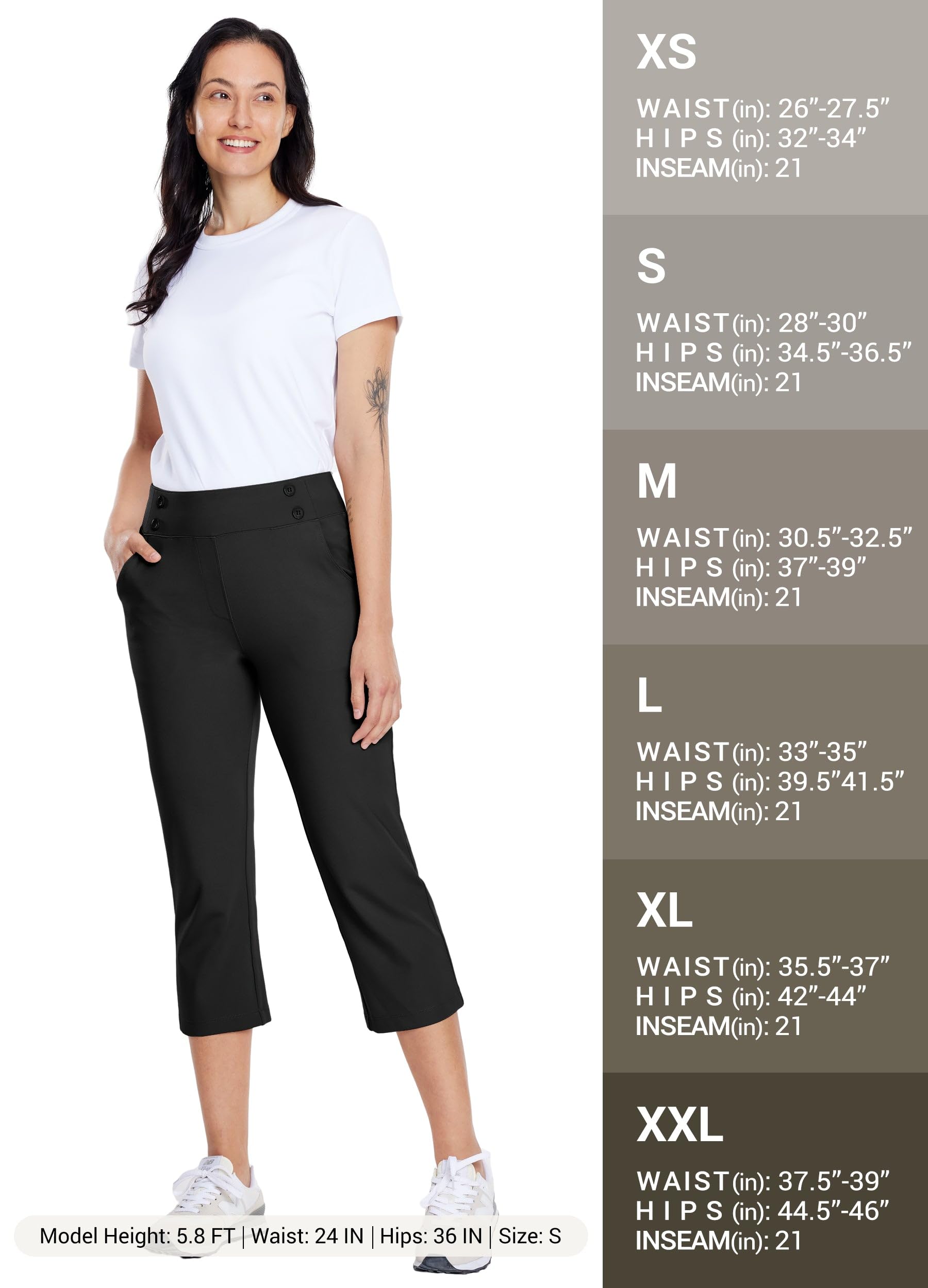 Willit Women's Capri Pants - Stretchy Yoga Pants for Work & Casual Wear - 21