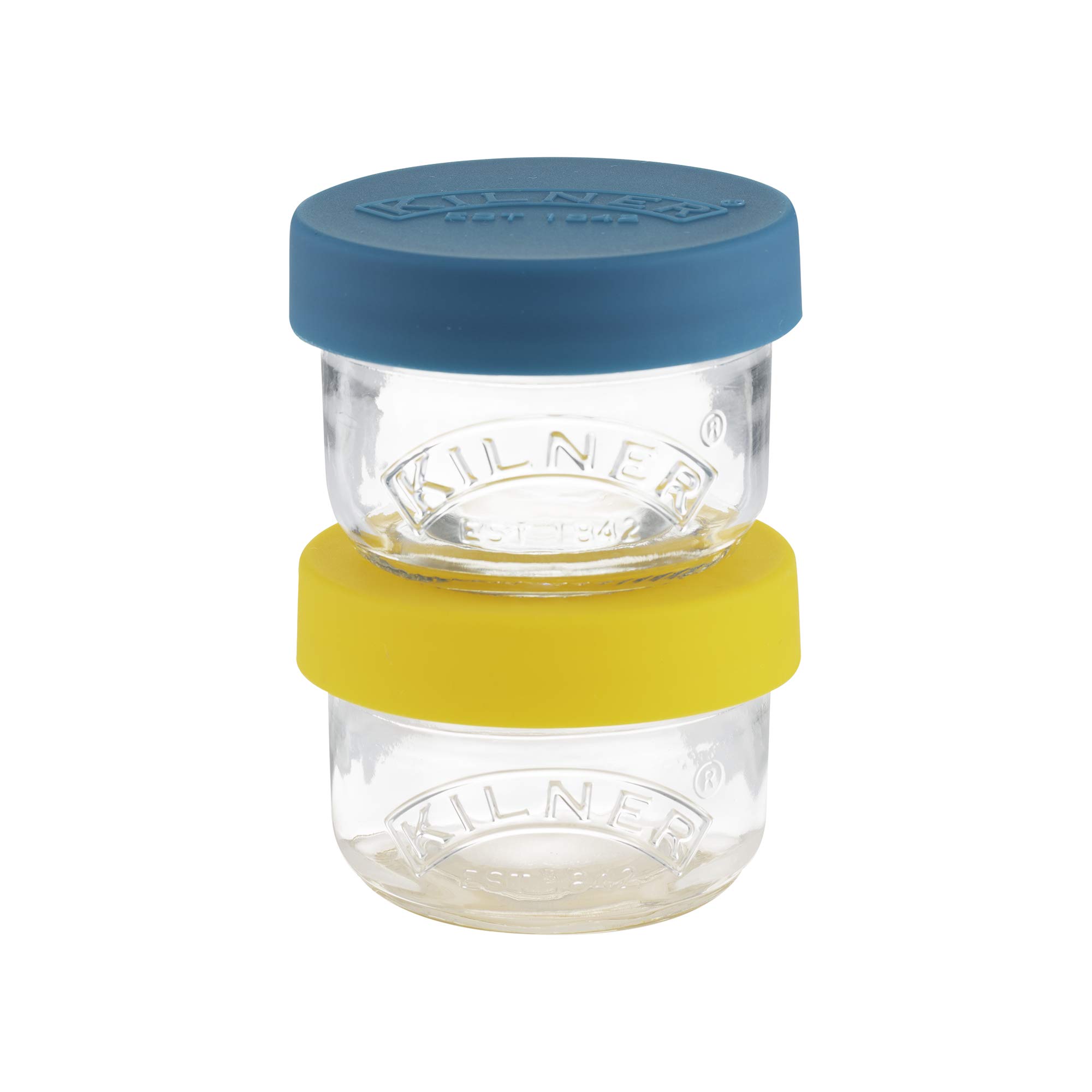 Kilner 2-Pack Glass Storage Jars with Leak-Proof Silicone Lids - 0.125L (4.2oz) Each - Airtight Food Containers for Seeds, Nuts, Dried Fruits, Veggies & Snacks - Perfect for Kitchen Pantry Organization & Meal Prep Storage