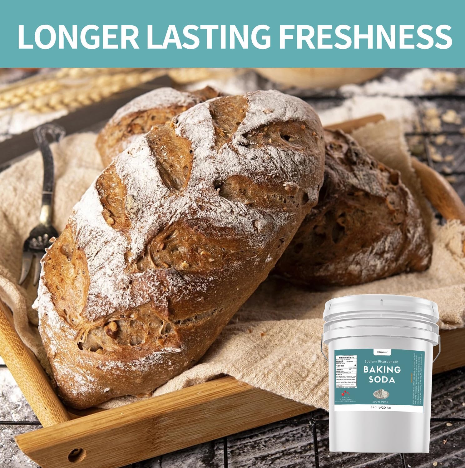 **44.1 lb Bulk Sodium Bicarbonate Powder - 100% Pure Premium Baking Soda for Baking Bread, Cookies & Pastries | Multi-Purpose Cleaner & Deodorizer for Kitchen, Bathroom & Laundry**