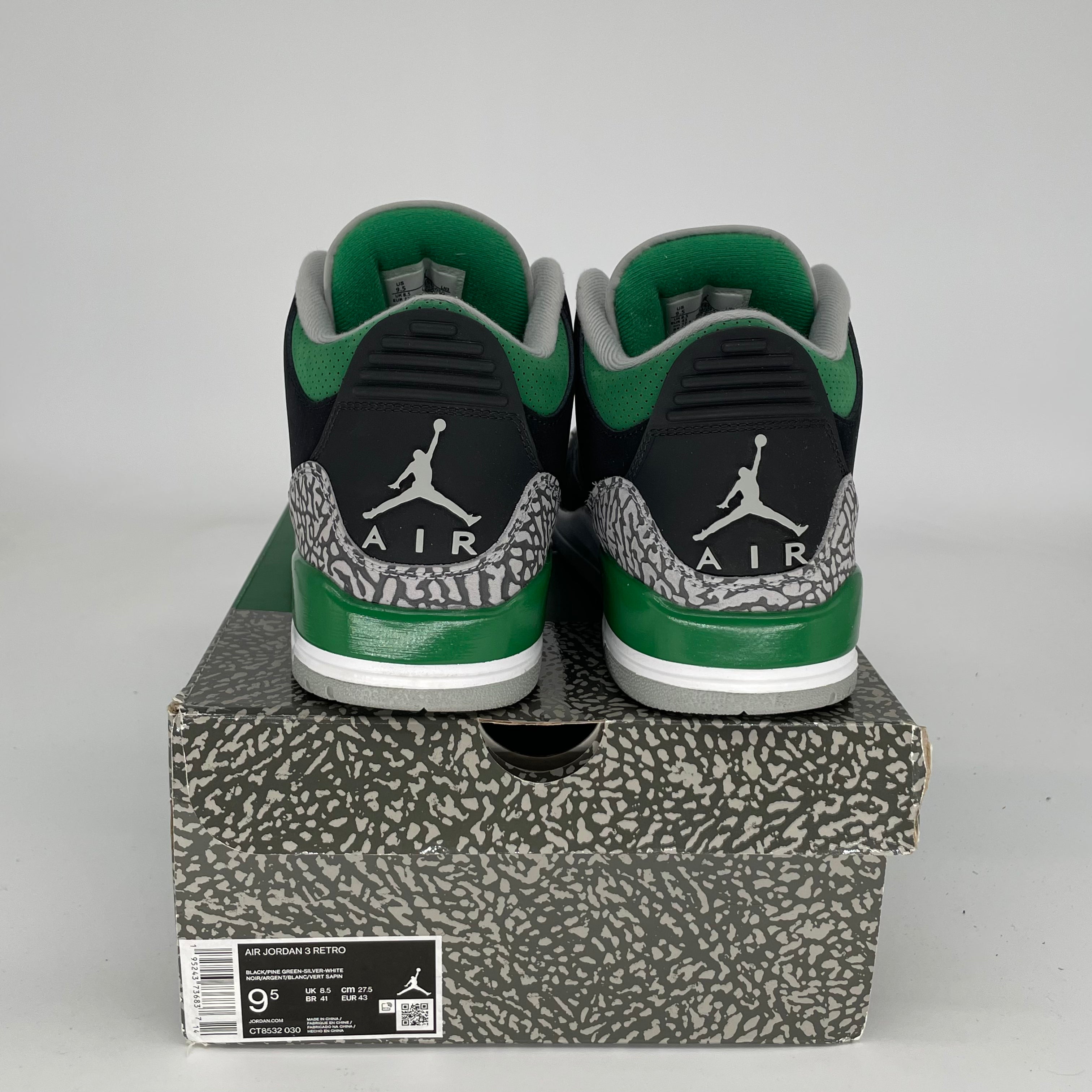 AIR JORDAN 3 Retro Pine Green Basketball Shoes Men's Size 9.5 (CT8532-030) - Perfect for Streetwear & Court Performance