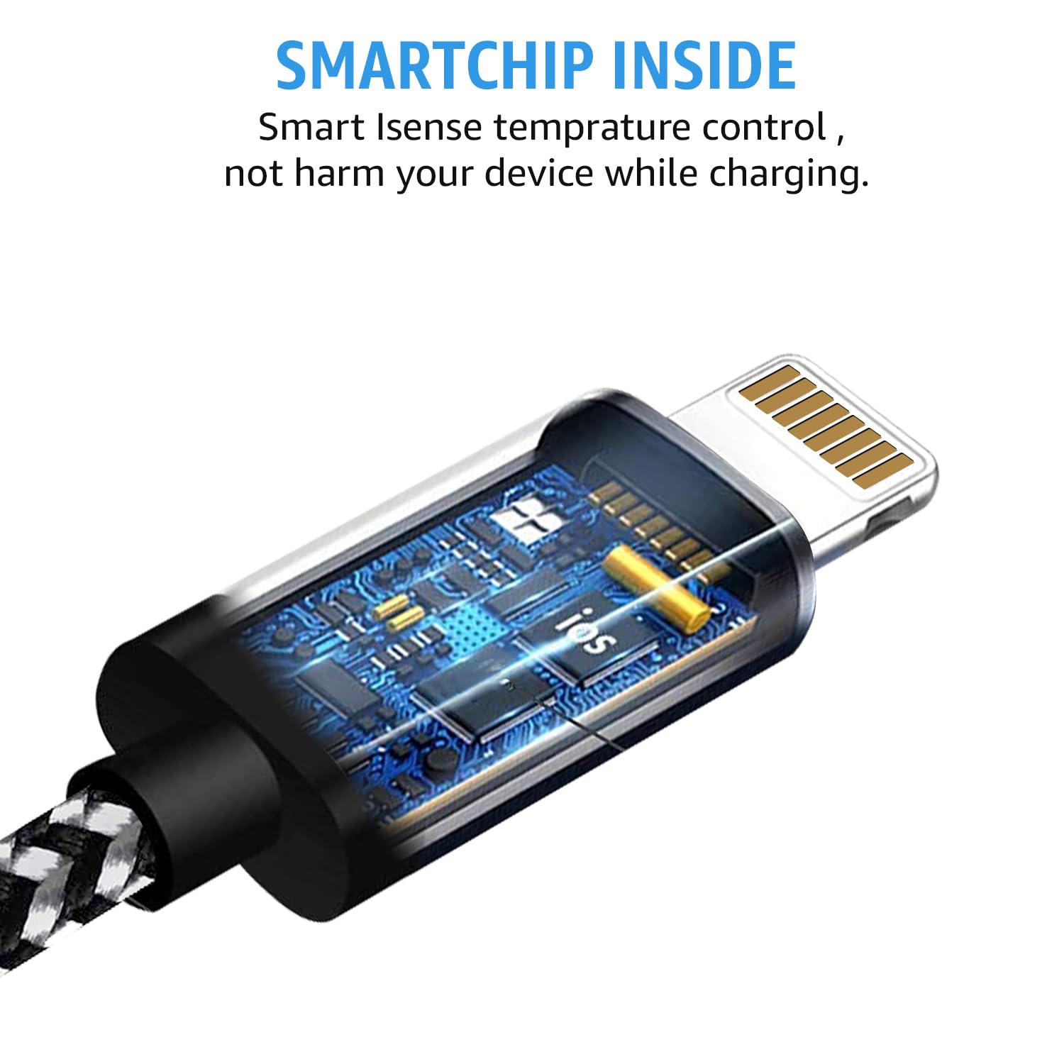 Amozo Premium Nylon Braided USB A to Lightning Cable - Fast Charging & 480Mbps High-Speed Data Sync for iPhone 14/13/12/11/X, iPad Air/Pro/Mini - Durable 2M Charger Cord (Black/White) - Perfect for Home, Office & Travel Use