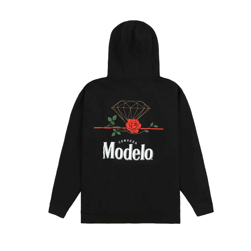 Diamond x Modelo Rose Hoodie - Black | Stylish Women's Fashion Hooded Sweatshirt for Casual Wear & Street Style