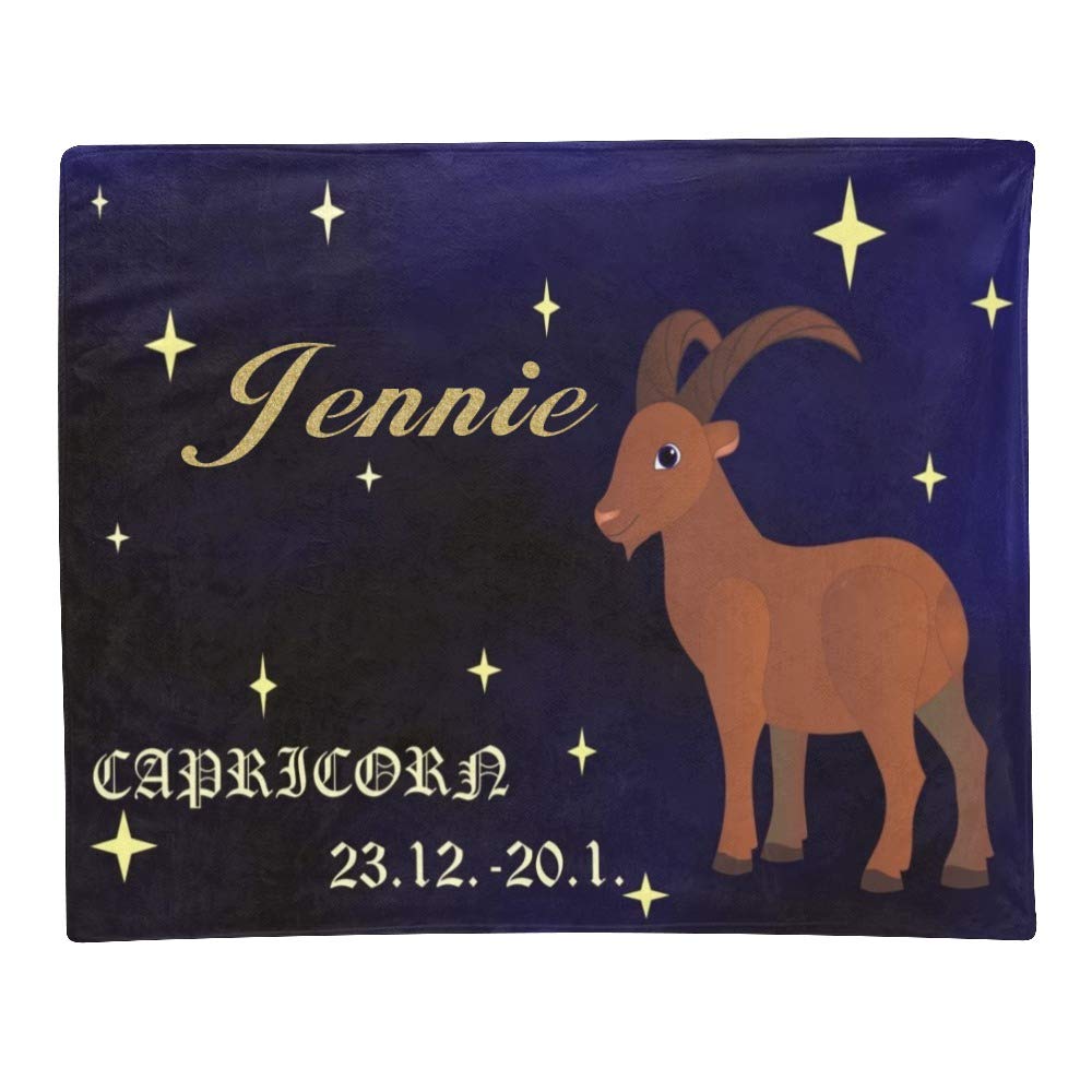 Personalized Capricorn Constellation Fleece Throw Blanket - Custom Name Text, Super Soft 50x60 Inch Blanket for Couch, Sofa & Bed - Perfect Gift for Astrology Lovers & Cozy Home Decor
