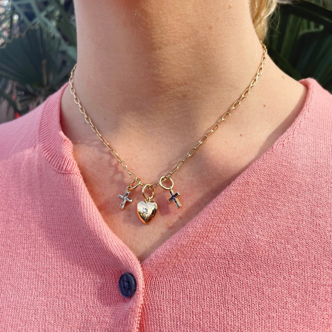 Single Stone Mini French Cut Carmela Cross Pendant Necklace - Elegant & Dainty Jewelry for Women, Perfect for Everyday Wear, Gifts & Special Occasions