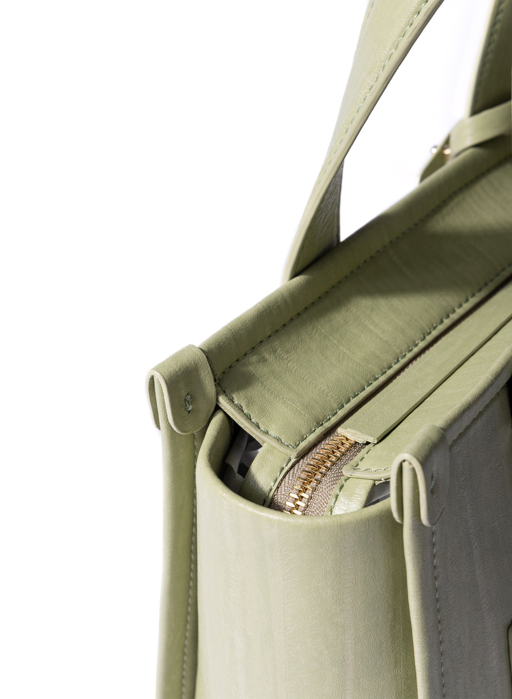 Alma M Vegan Leather Tote Bag - Eco-Friendly Bamboo Material, Light Green | Stylish & Sustainable Handbag for Work, Travel & Everyday Use