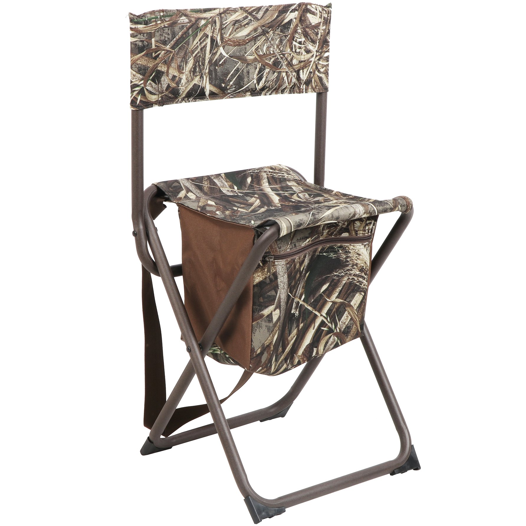 Lightweight Folding Camping Chair with Backrest & Storage Pocket - Portable Stool for Hunting, Fishing, Beach, Picnic - Supports 225 lbs (Camouflage) | Perfect for Outdoor Adventures, Tailgating & Backyard Relaxation