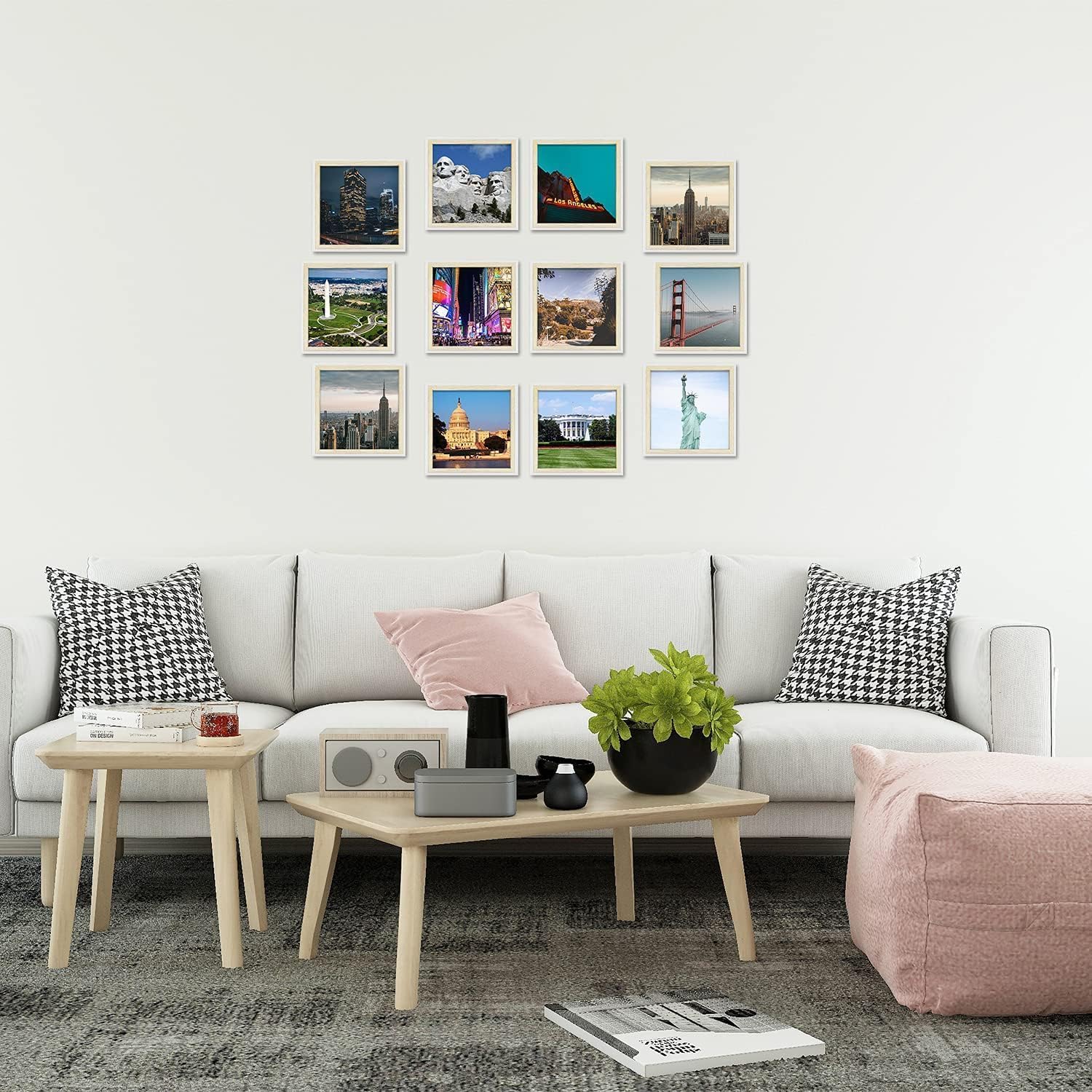 Golden State Art 12-Pack 8x8 Inch Dual-Tone Picture Frames with Built-in Easel & Sawtooth Hangers - Perfect for Baby Photos, Wedding Displays & Portrait Decor (White/Beige) | Ideal for Nursery, Living Room & Office Decorations