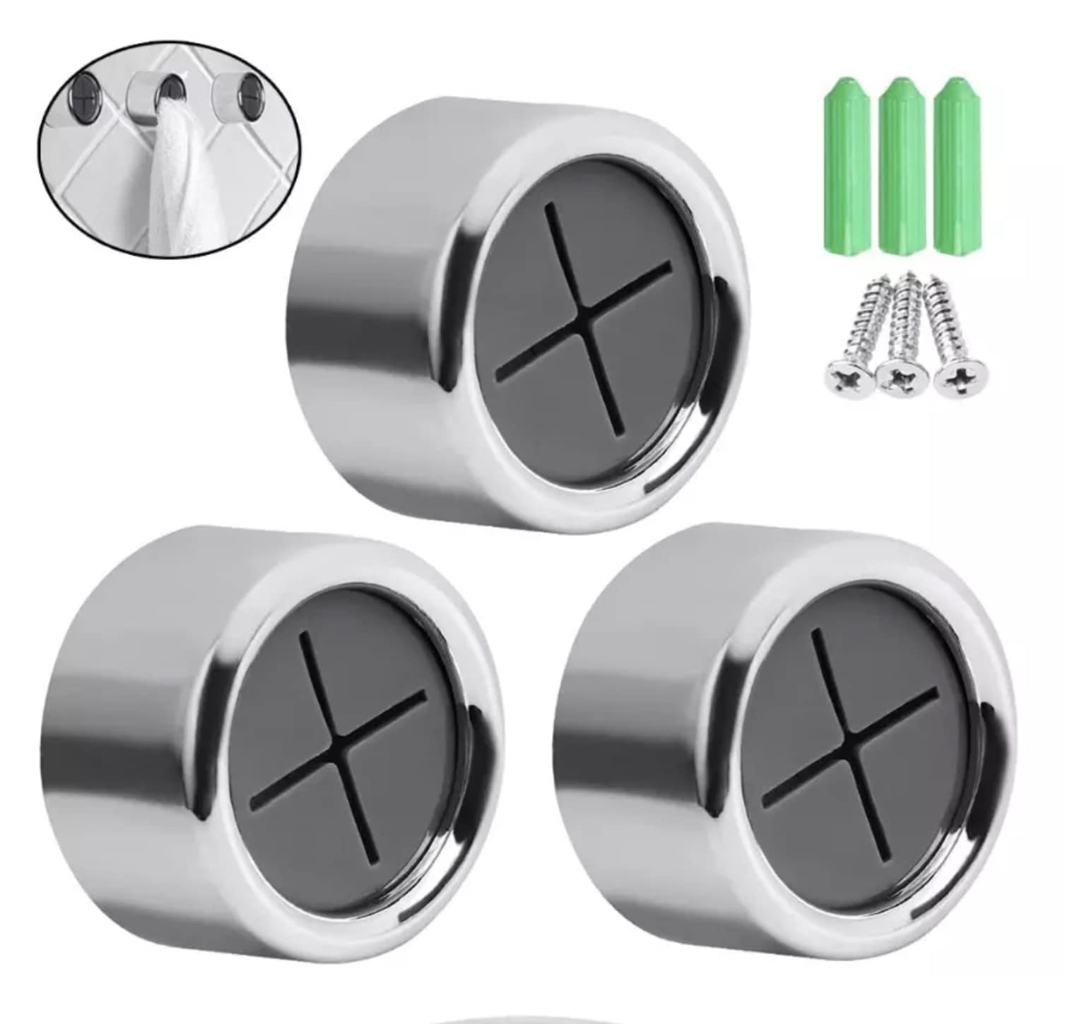 3Pcs Adhesive Towel Hooks - Wall Mount for Kitchen & Bathroom Organization