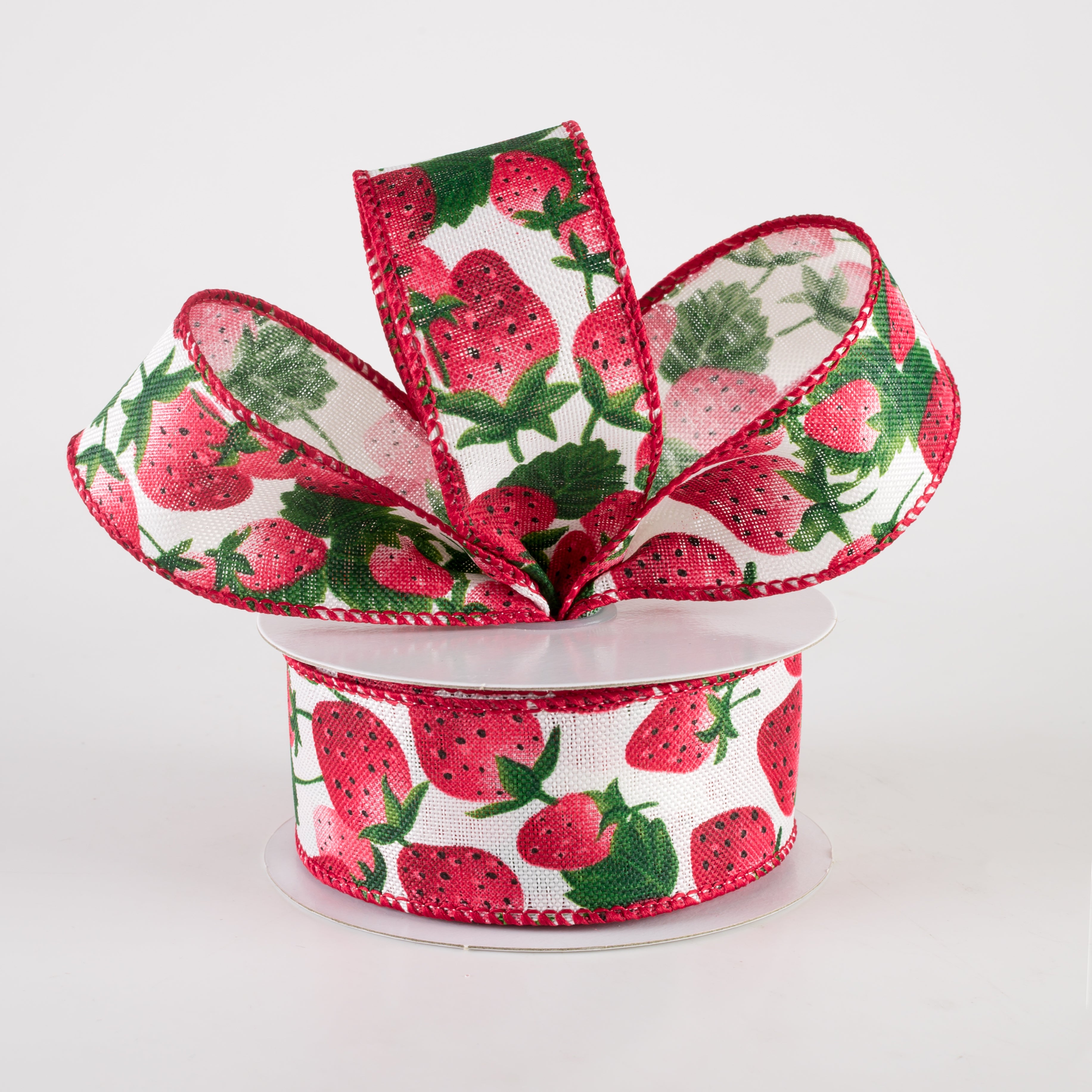 1.5 Inch Linen Strawberries Ribbon - Ivory (10 Yards) - Perfect for DIY Crafts, Gift Wrapping, and Wedding Decorations