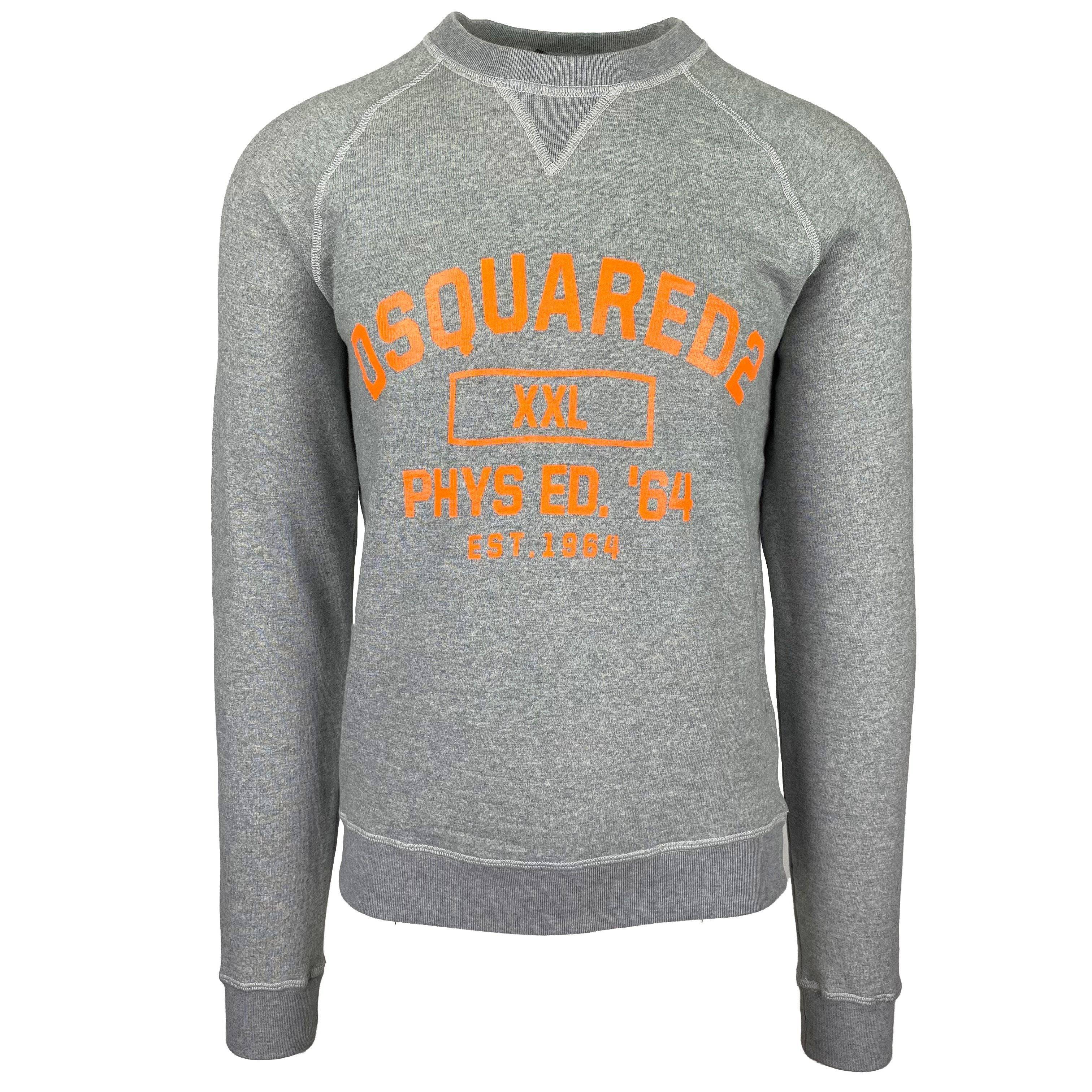 DSQUARED2 Phys Ed Logo Crewneck Sweatshirt for Men | Casual Cotton Pullover Hoodie | Streetwear Fashion & Gym Wear